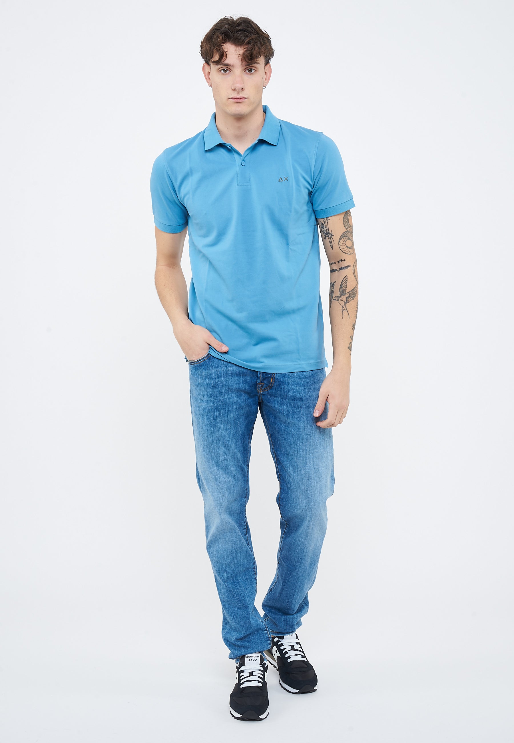 Polo con stampa paisley in cotone avio