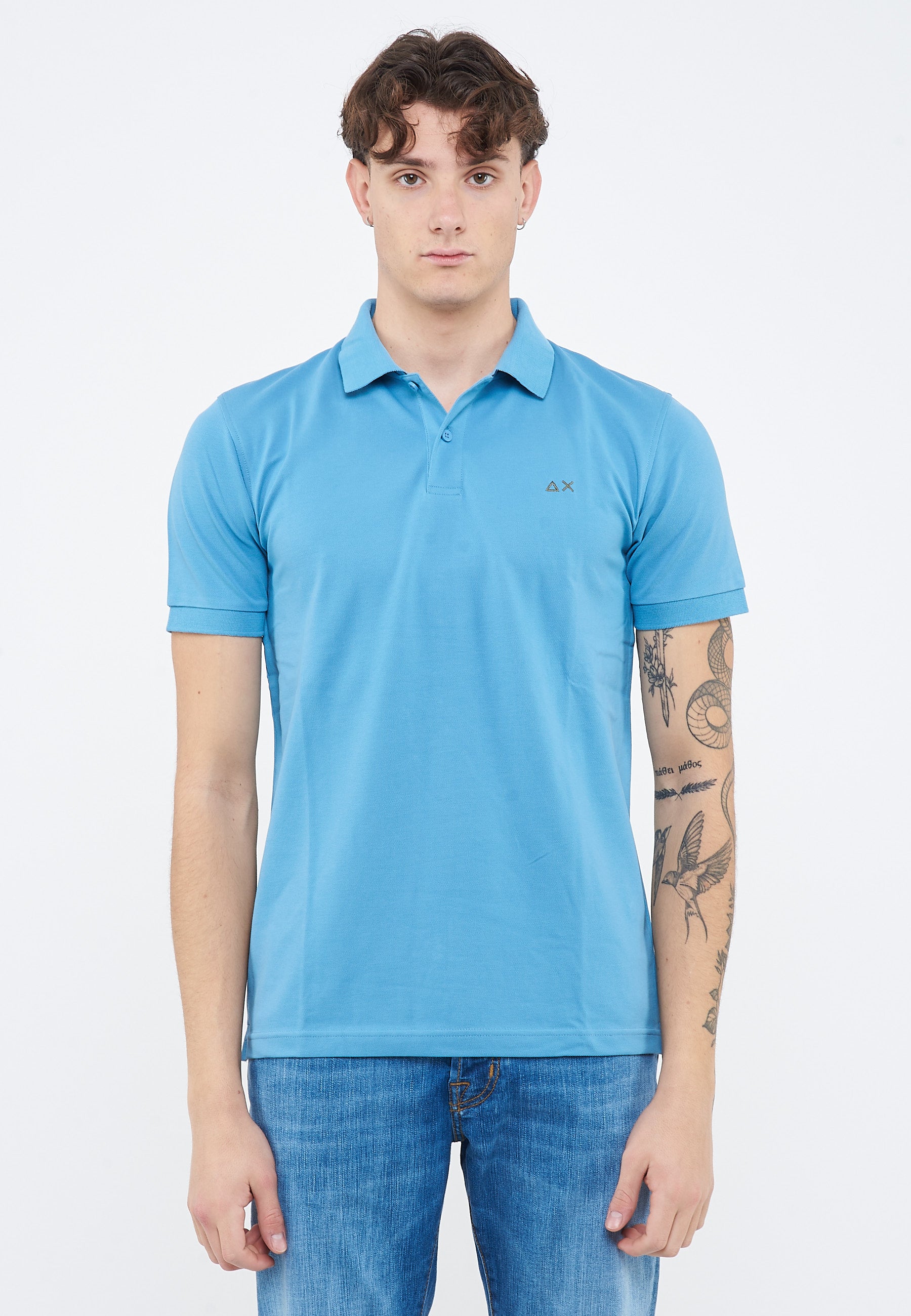 Polo con stampa paisley in cotone avio