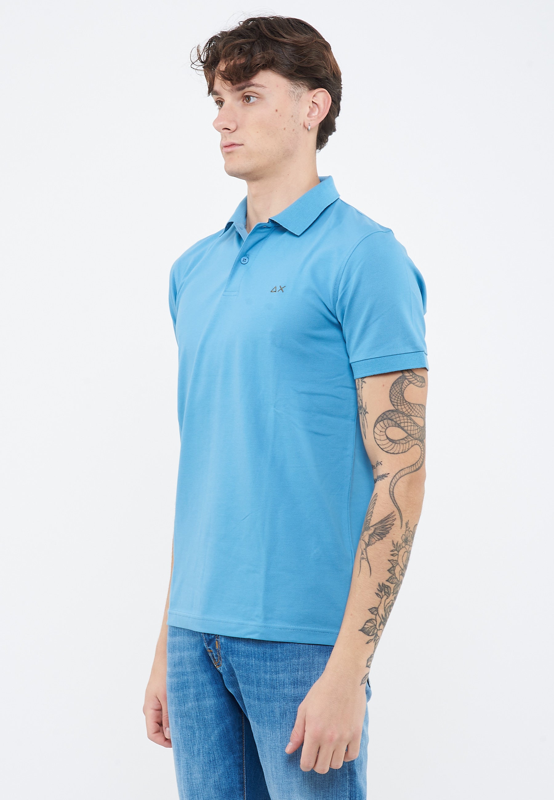 Polo con stampa paisley in cotone avio