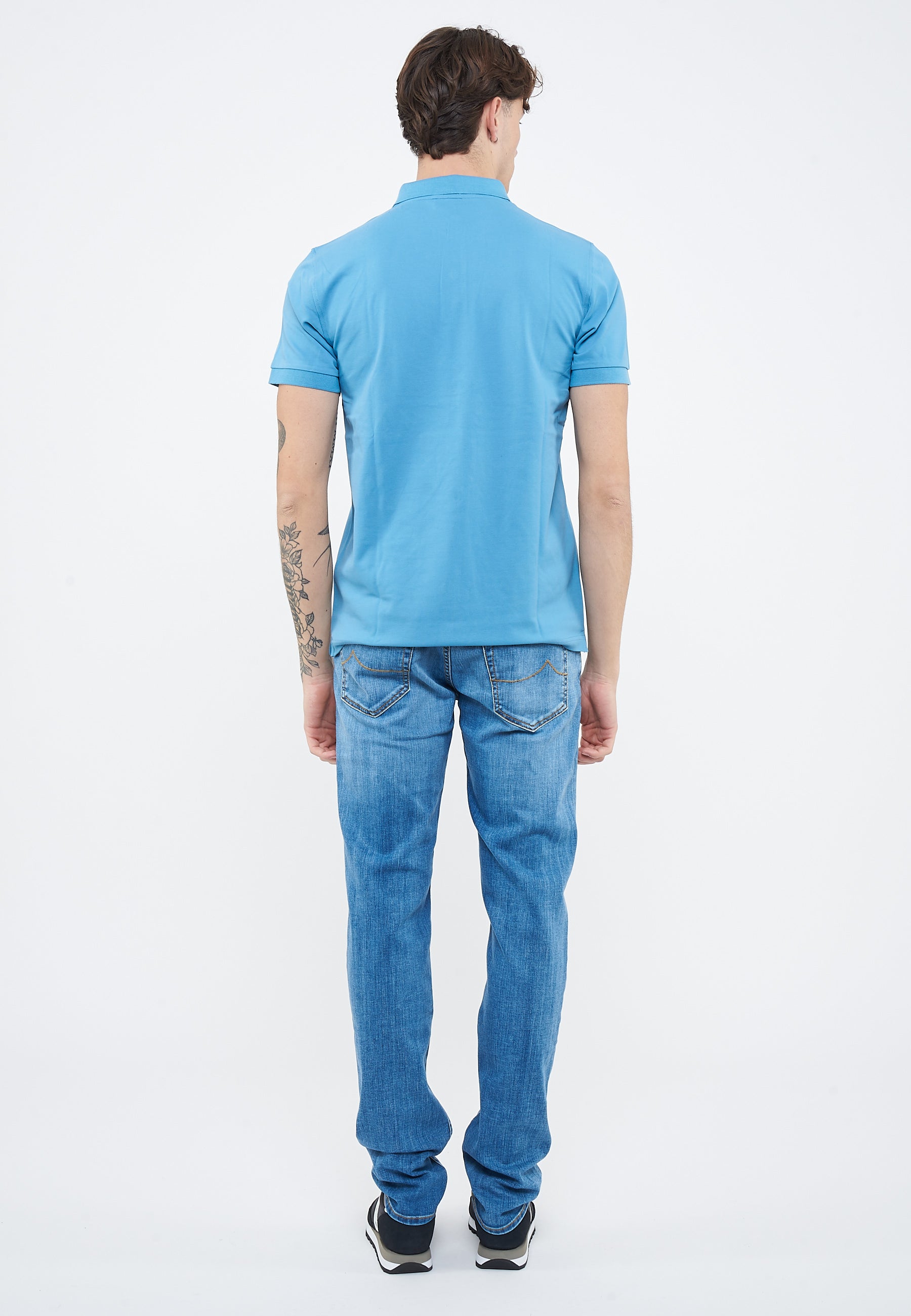Polo con stampa paisley in cotone avio
