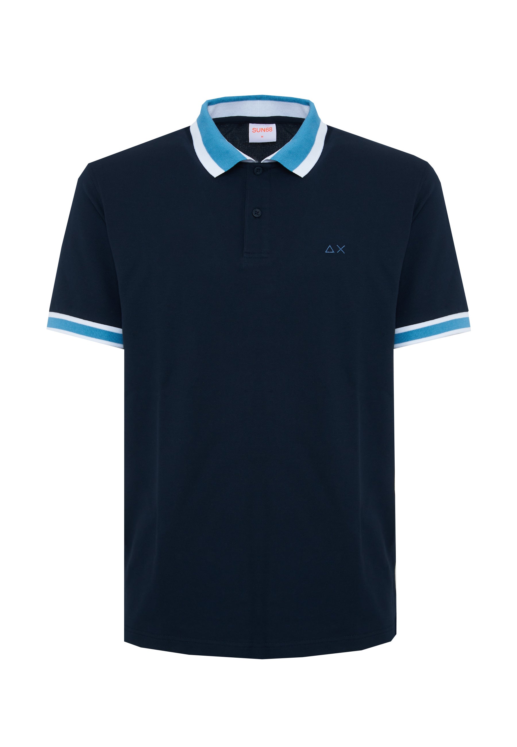 Polo con righe a contrasto in cotone blu navy