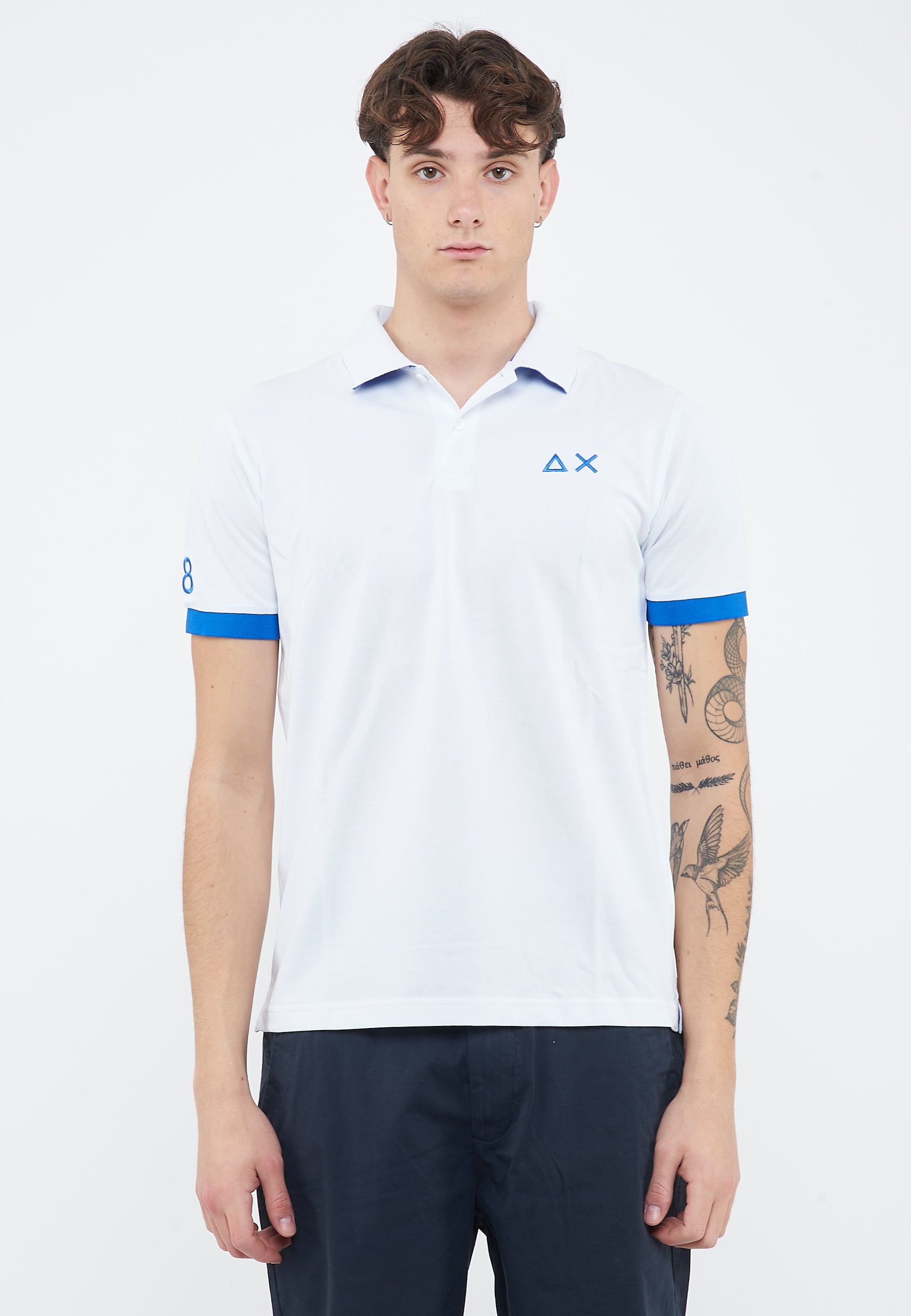 Polo con maxi logo in cotone bianco