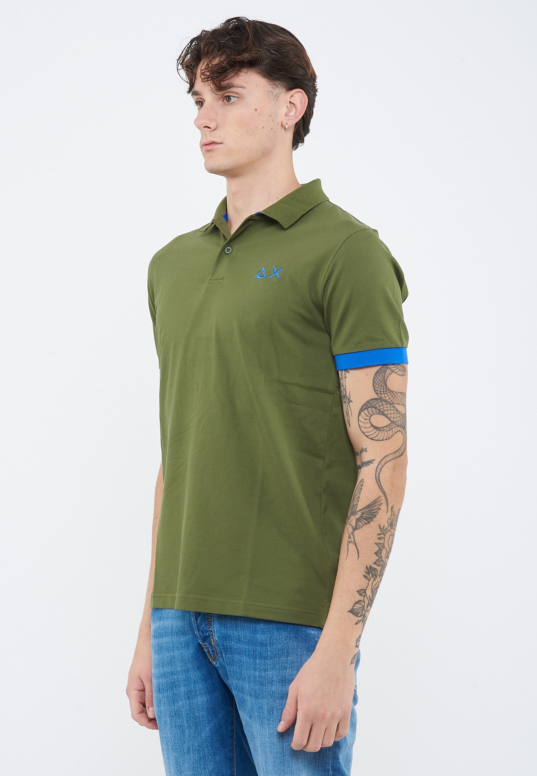 Polo con maxi logo in cotone verde scuro