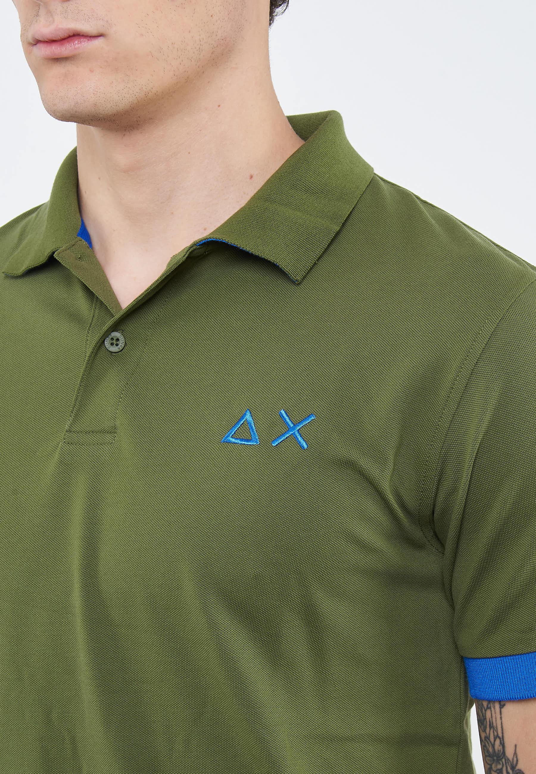 Polo con maxi logo in cotone verde scuro