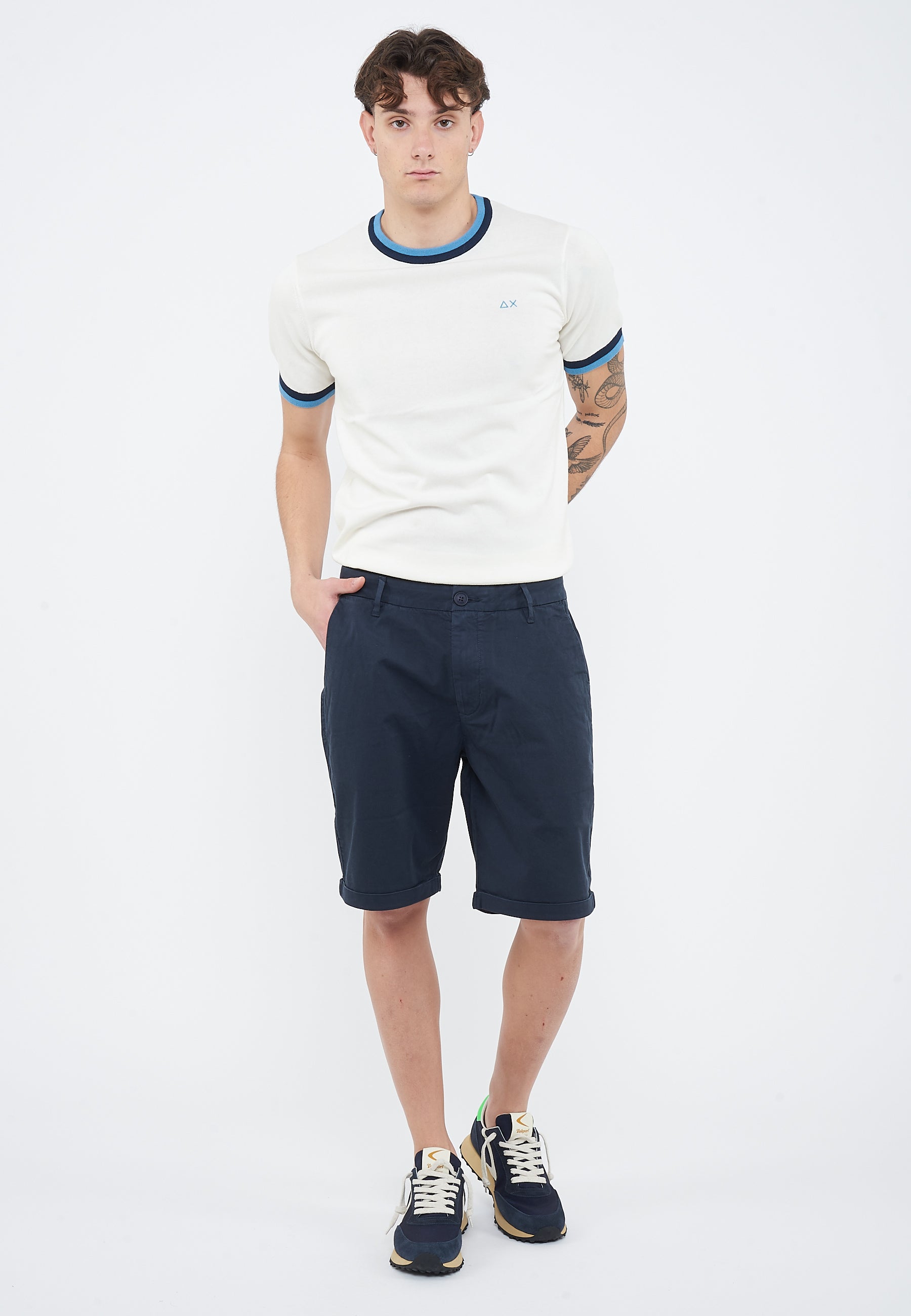 Bermuda chino in cotone navy blue