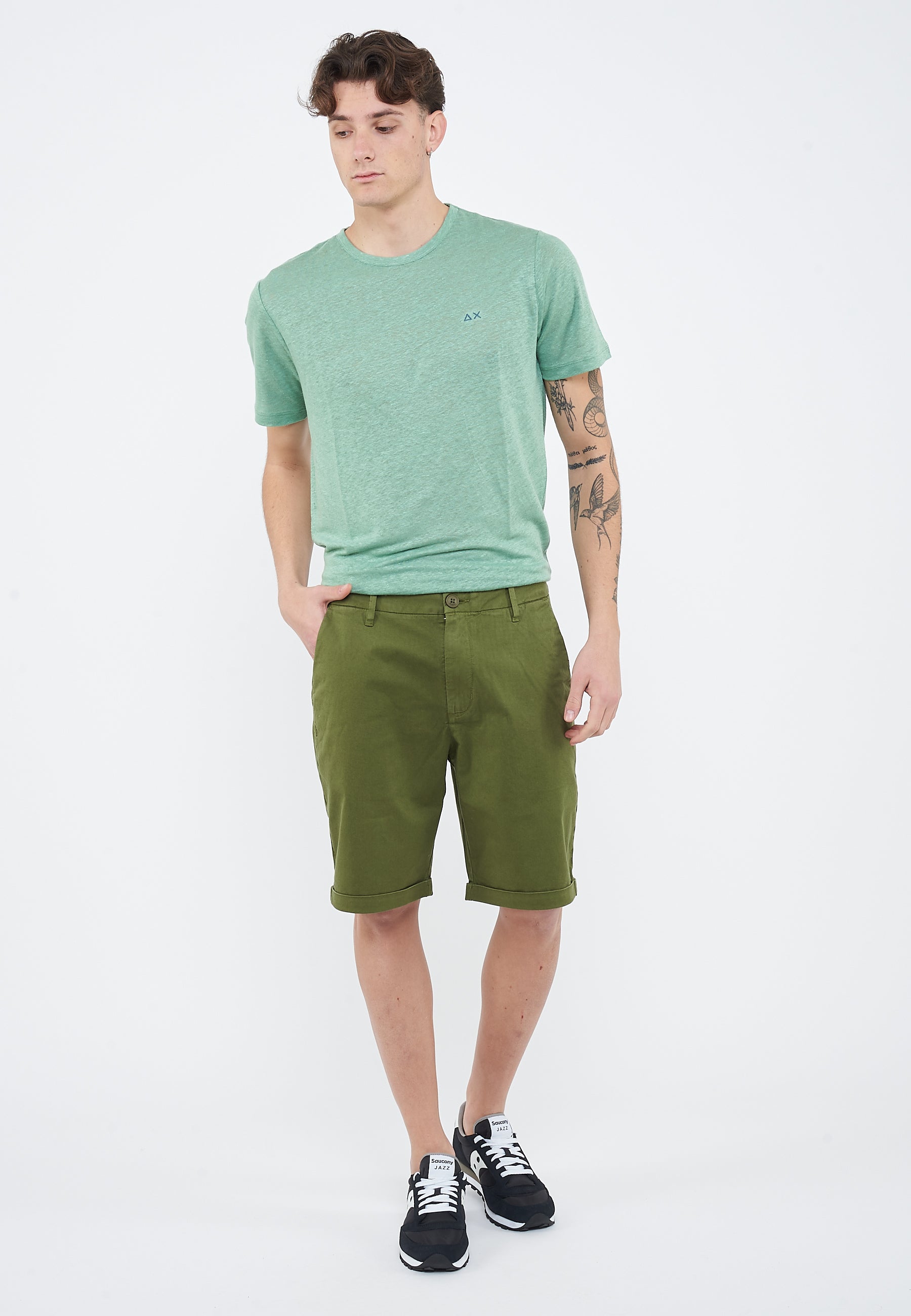 Bermuda chino in cotone verde scuro
