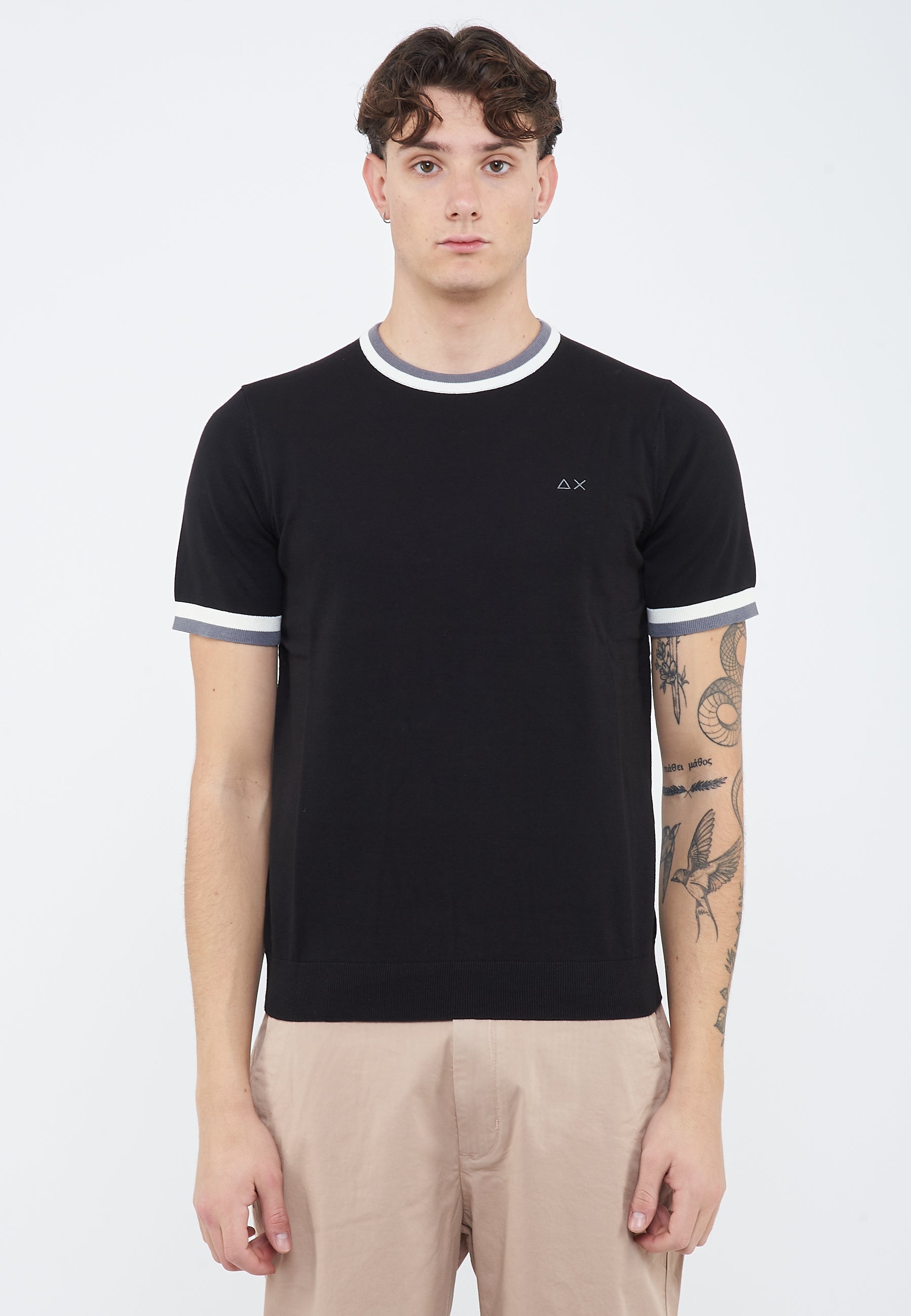 T-shirt in maglia di cotone nero
