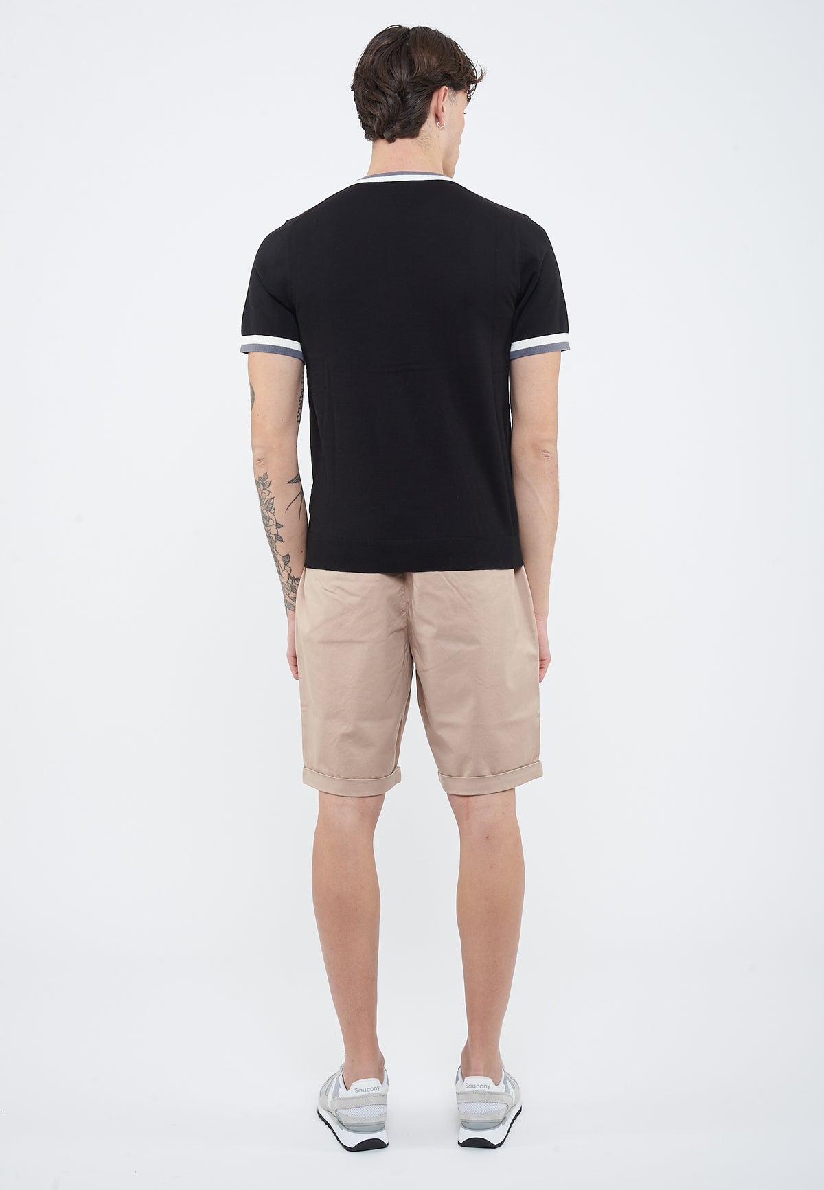 Black cotton knit T-shirt