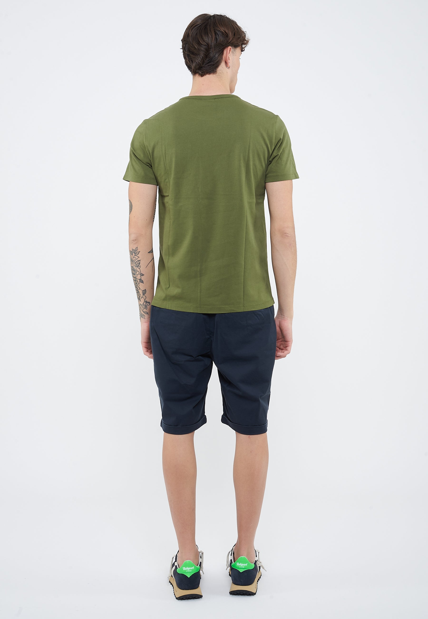 T-shirt girocollo in jersey verde scuro