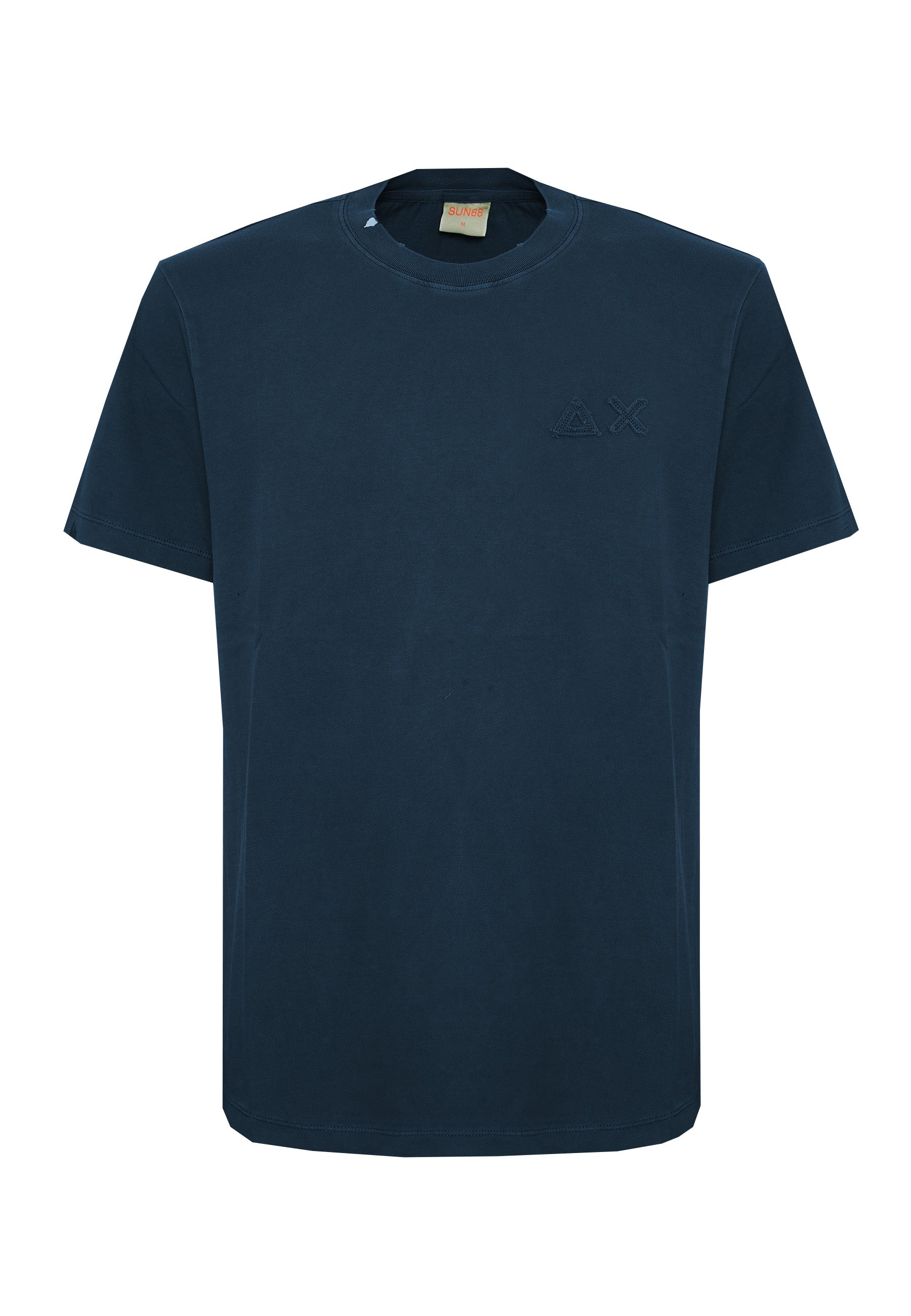 T-shirt con trattamento vintage in cotone navy blue