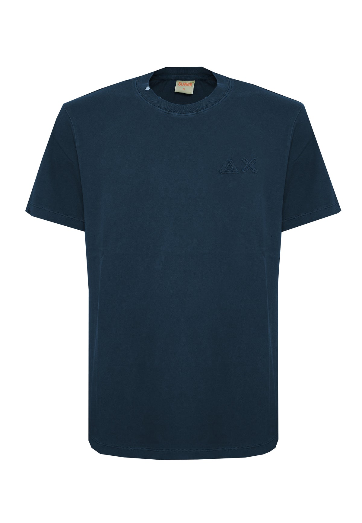 T-shirt con trattamento vintage in cotone navy blue