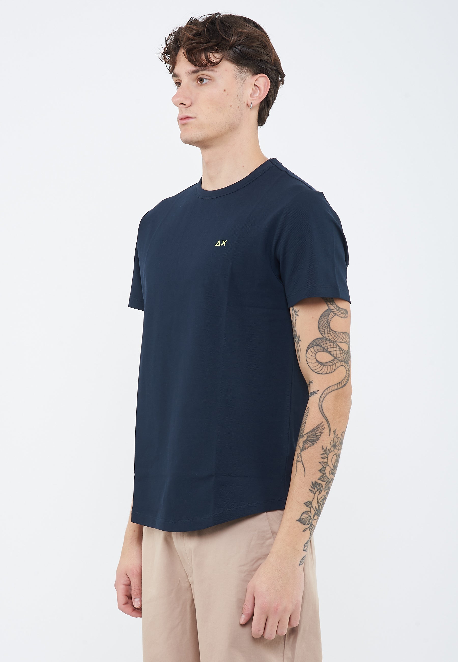 T-shirt in piquet di cotone blu navy