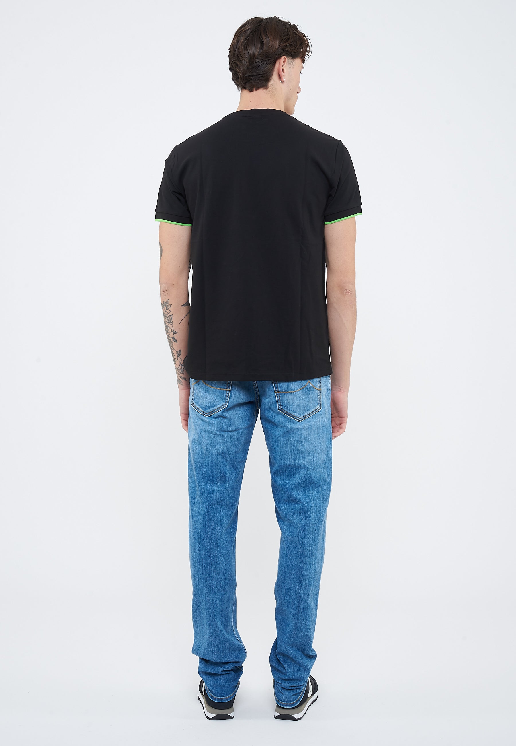 T-shirt in piquet di cotone nero