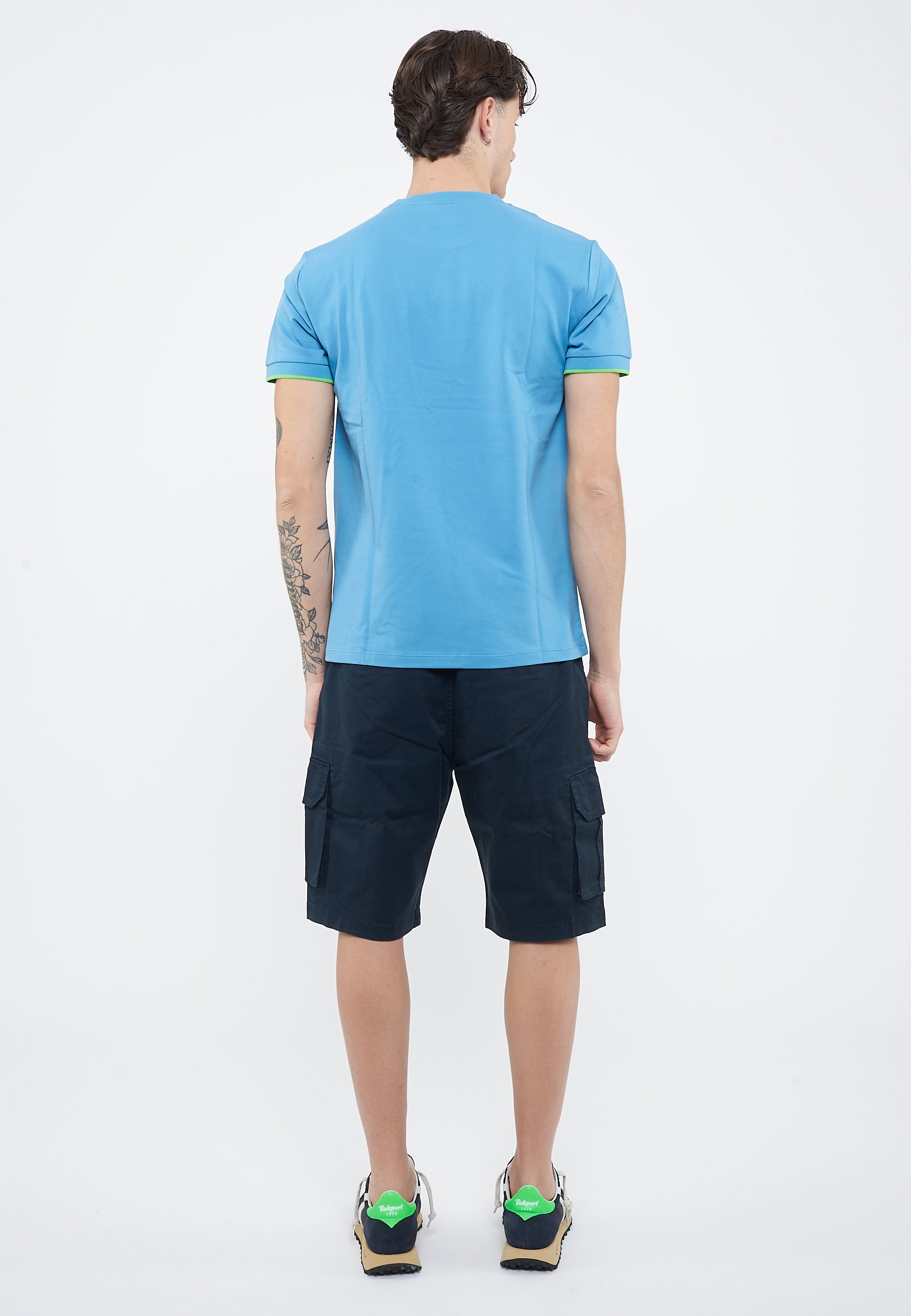 T-shirt in piquet di cotone avio