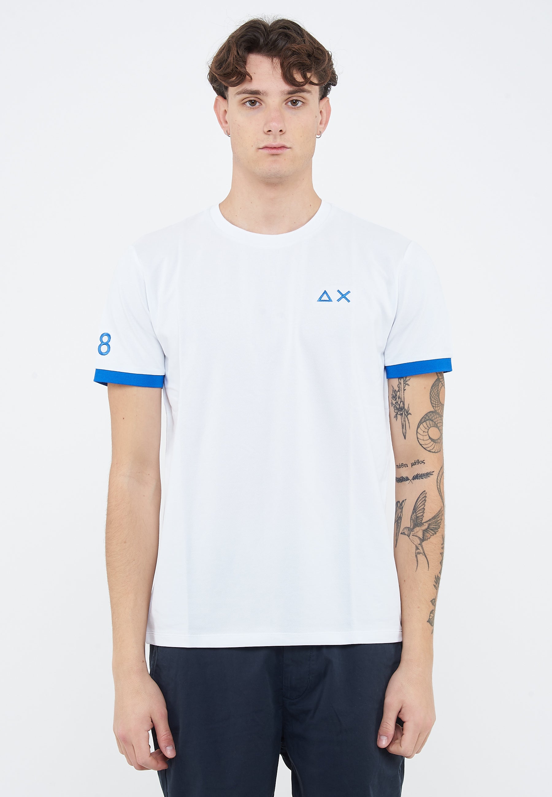T-shirt in piquet di cotone bianco