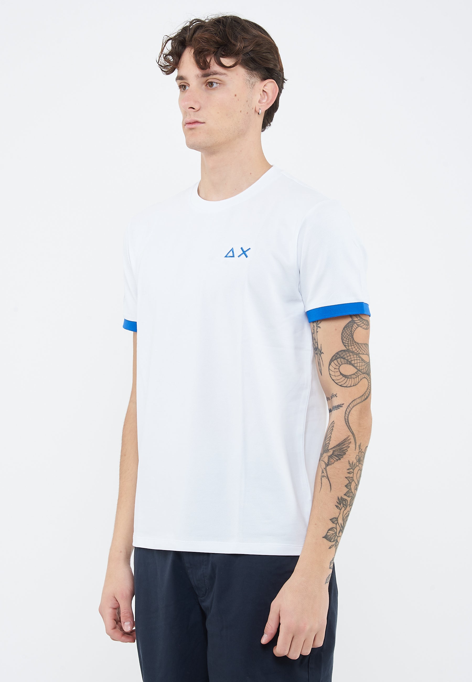 T-shirt in piquet di cotone bianco