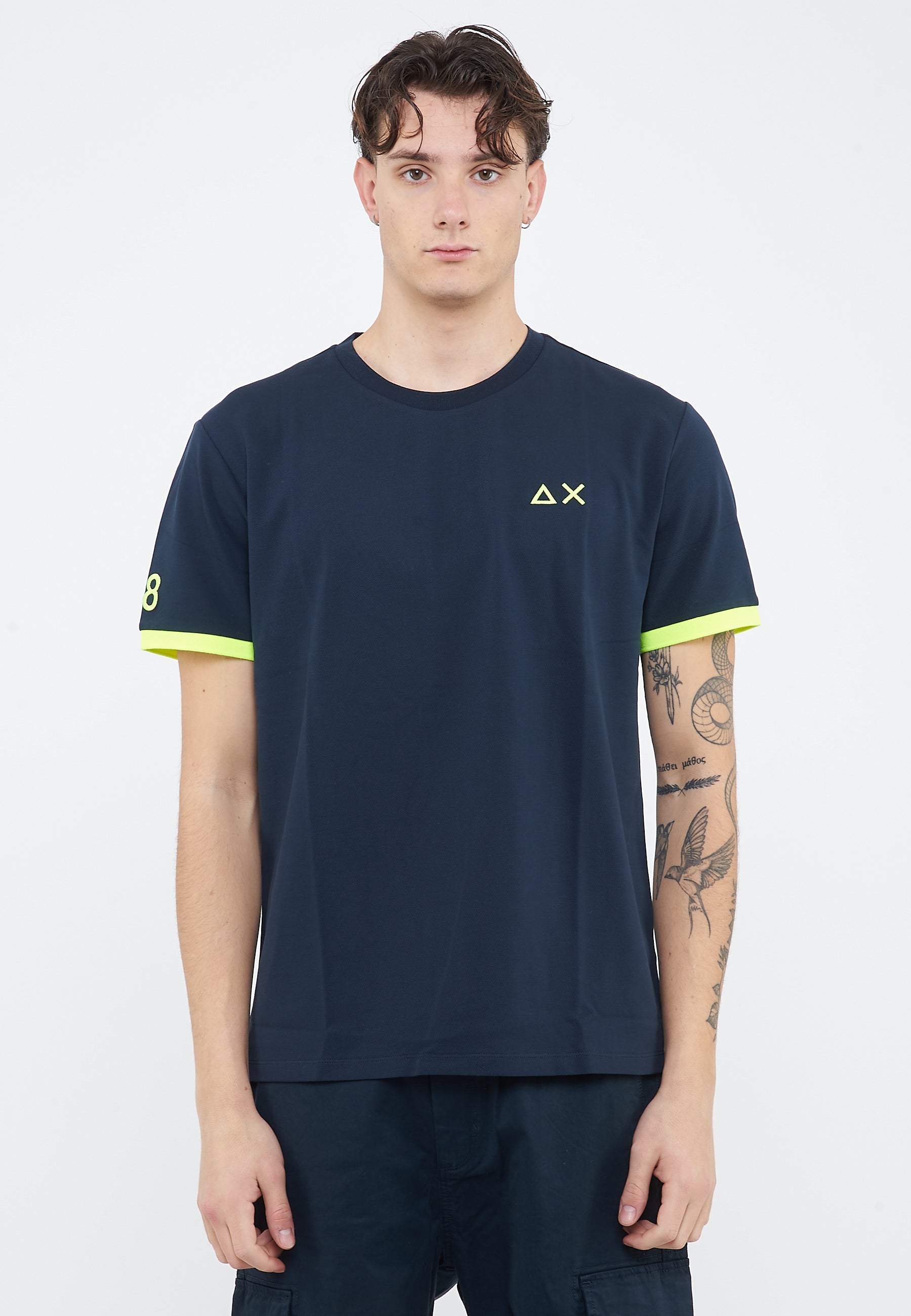 T-shirt in piquet di cotone blu navy