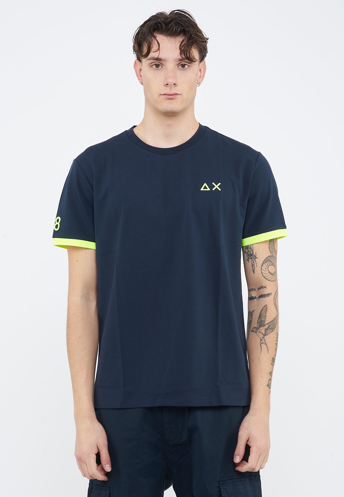 T-shirt in piquet di cotone blu navy