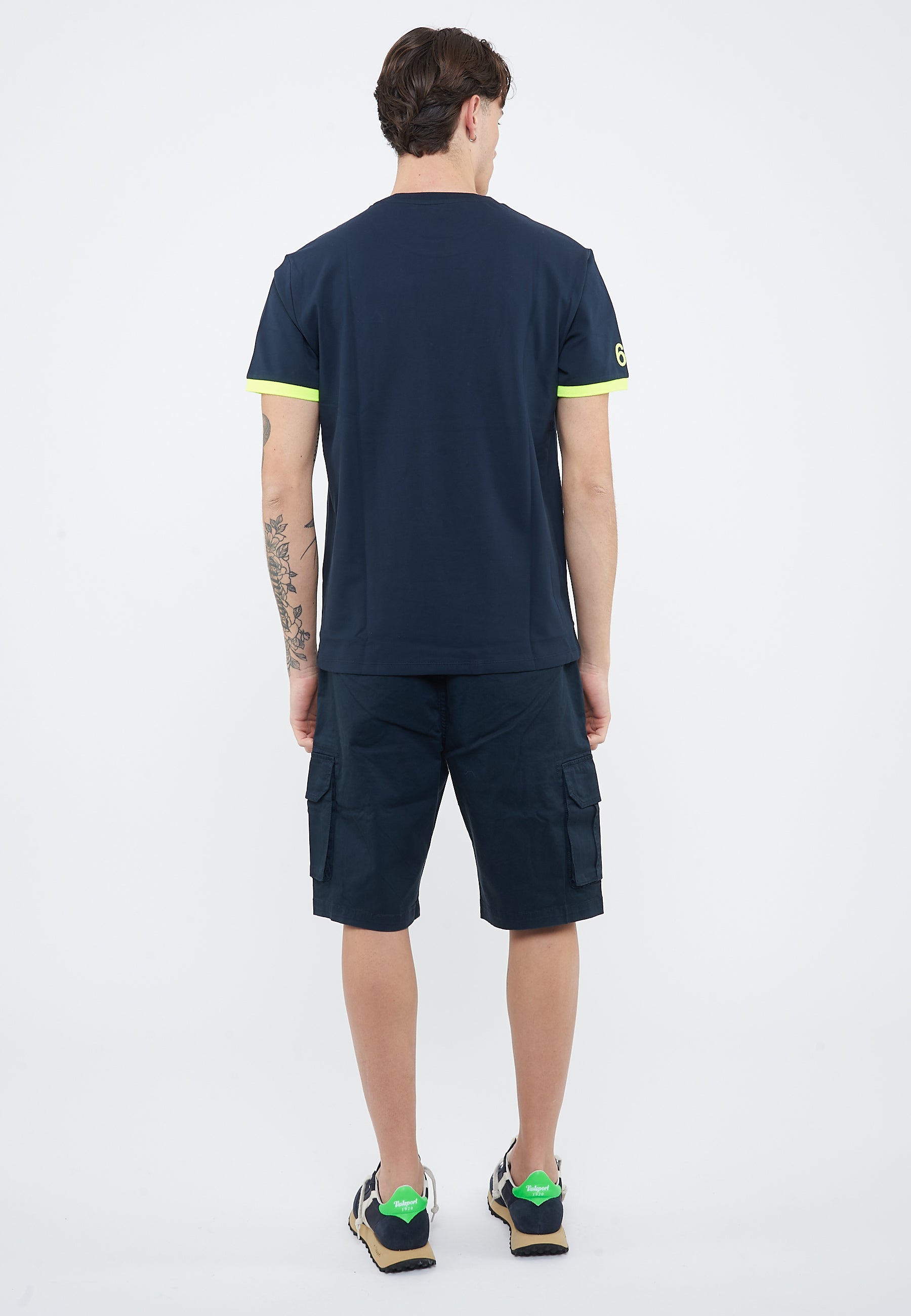 T-shirt in piquet di cotone blu navy