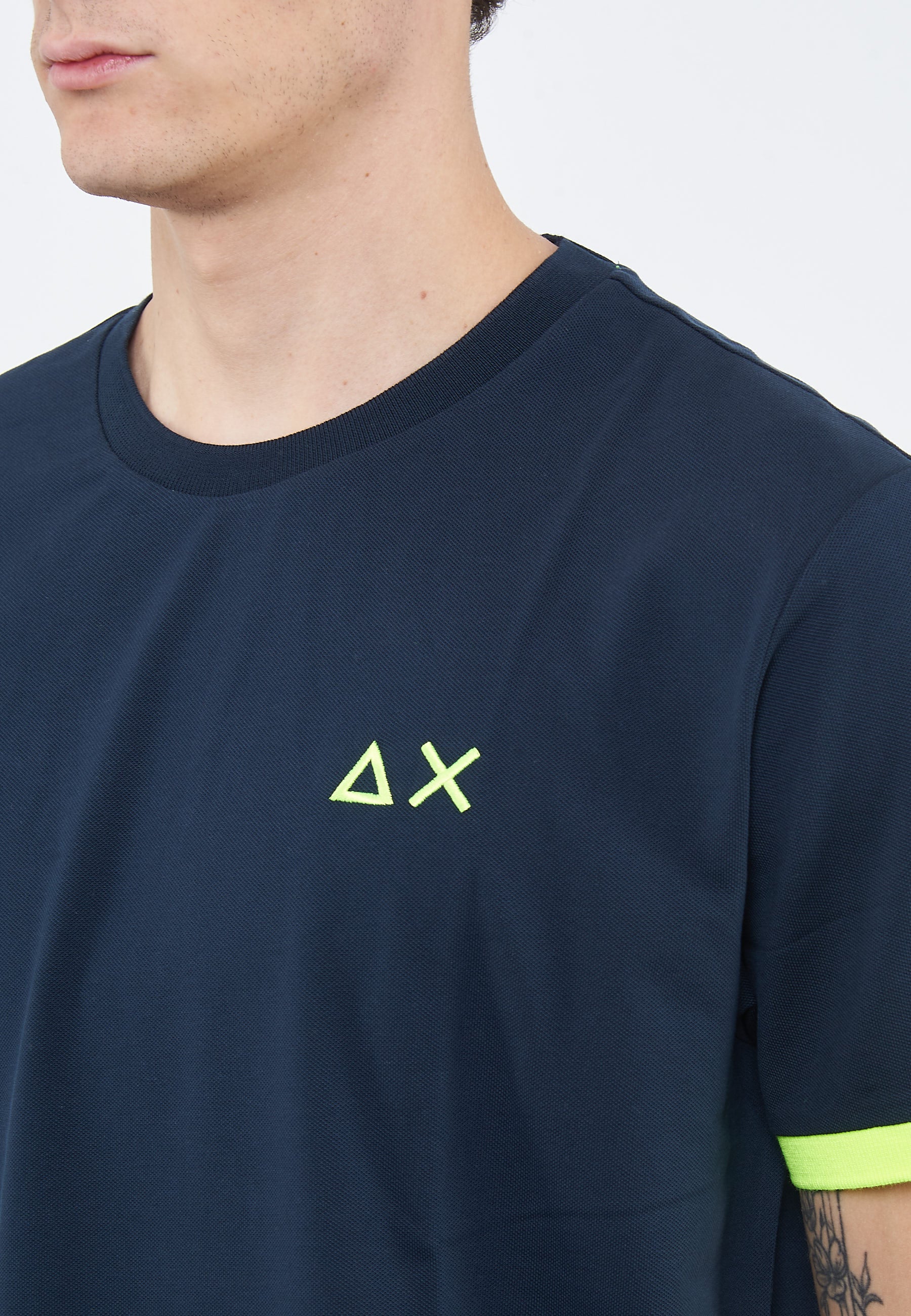 T-shirt in piquet di cotone blu navy