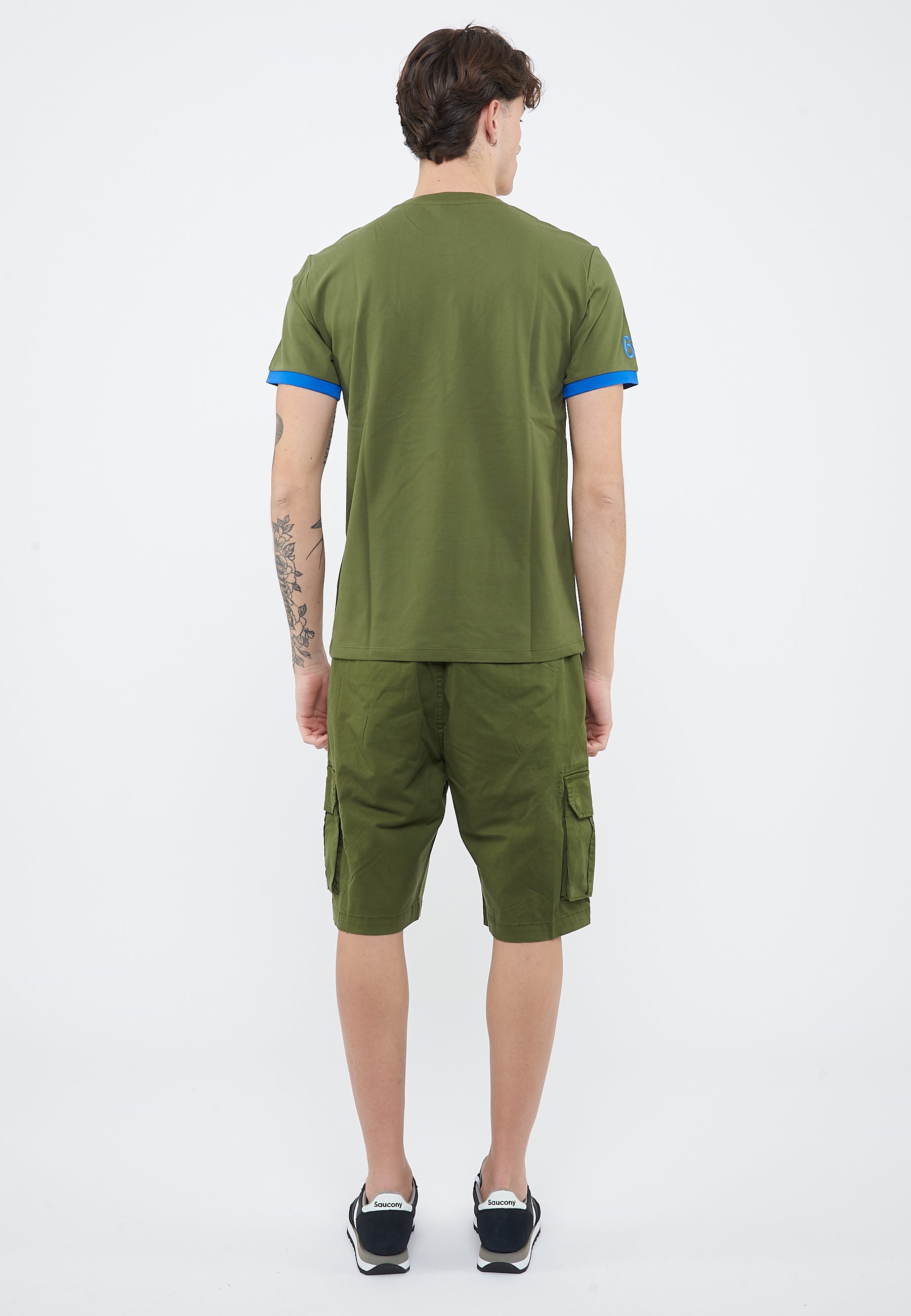 T-shirt in piquet di cotone verde scuro