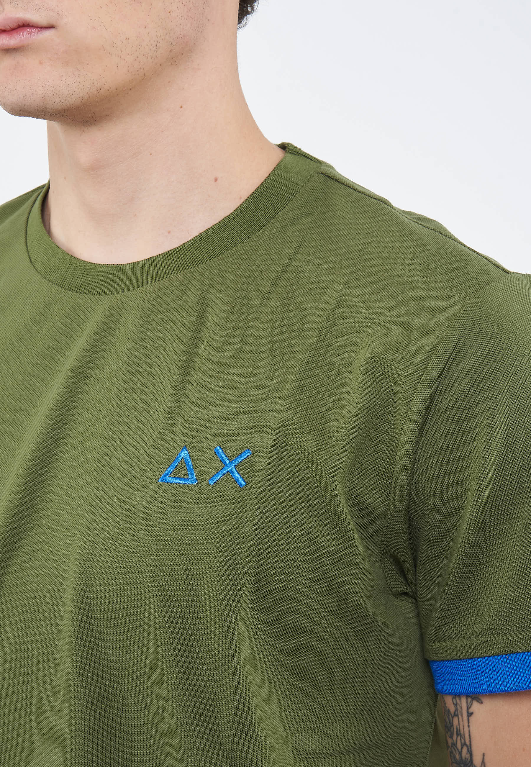 T-shirt in piquet di cotone verde scuro
