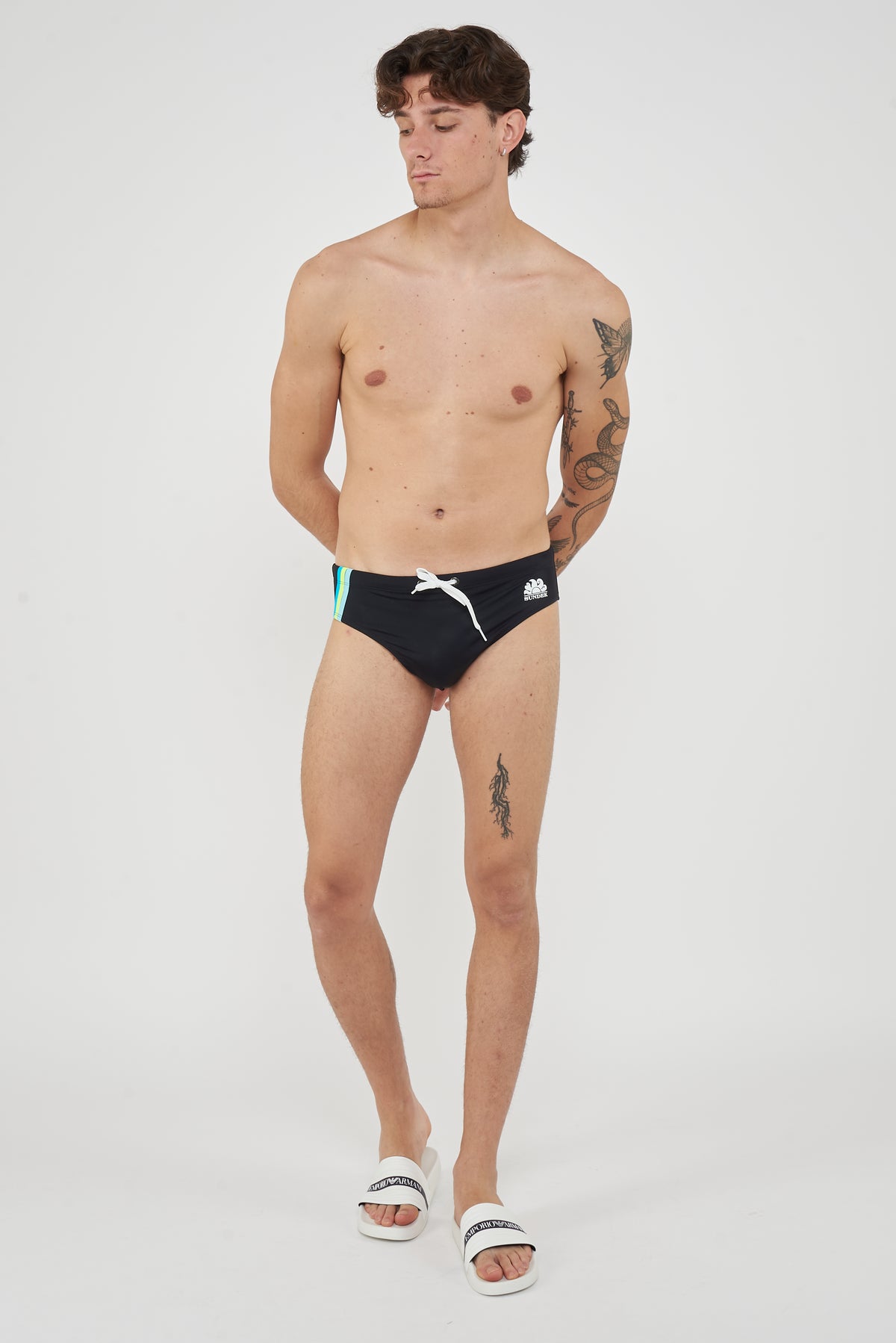 Slip mare Uomo Con Dettaglio Tricolare Black 35