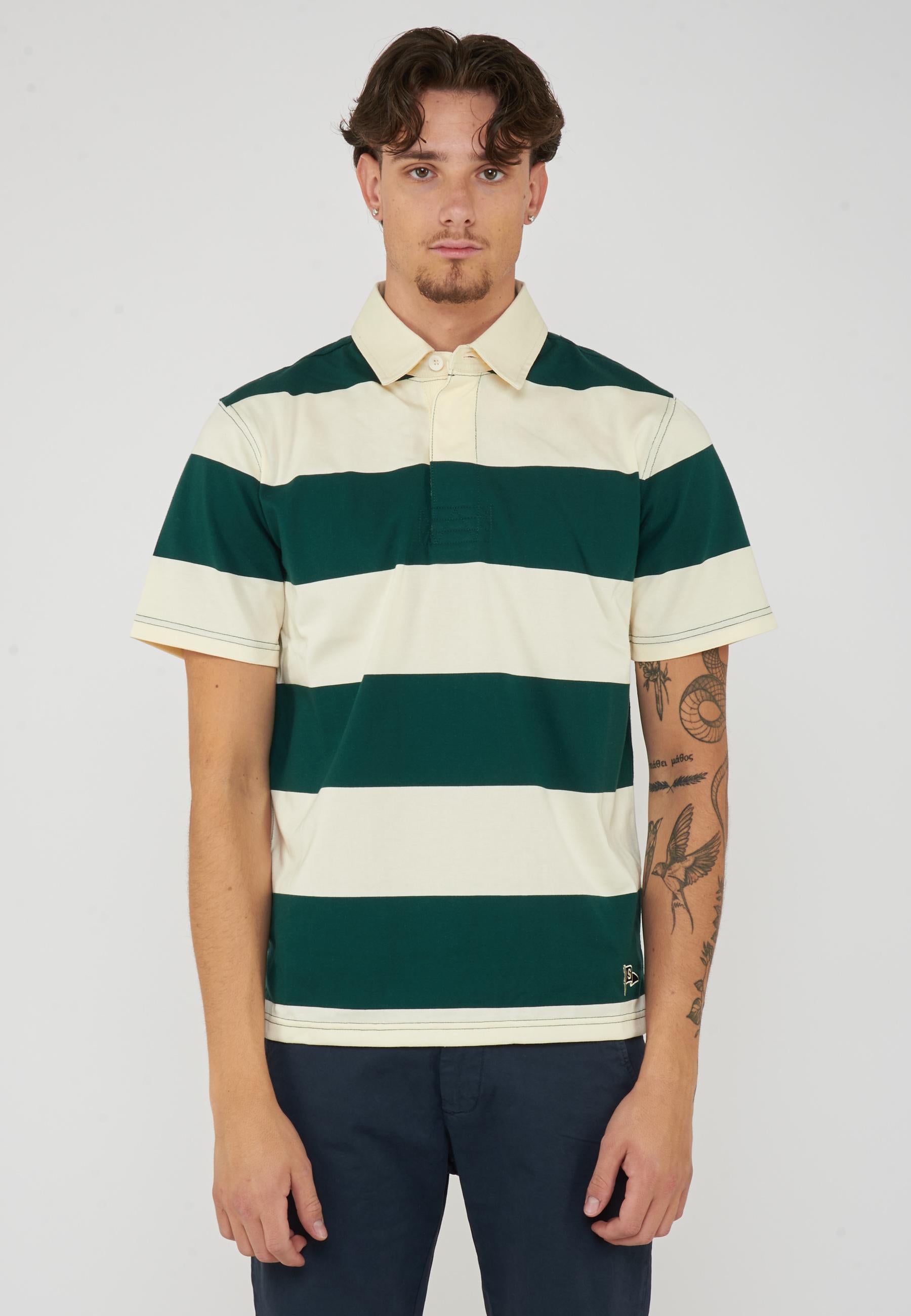 Campell Polo unisex classica in cotone natural green