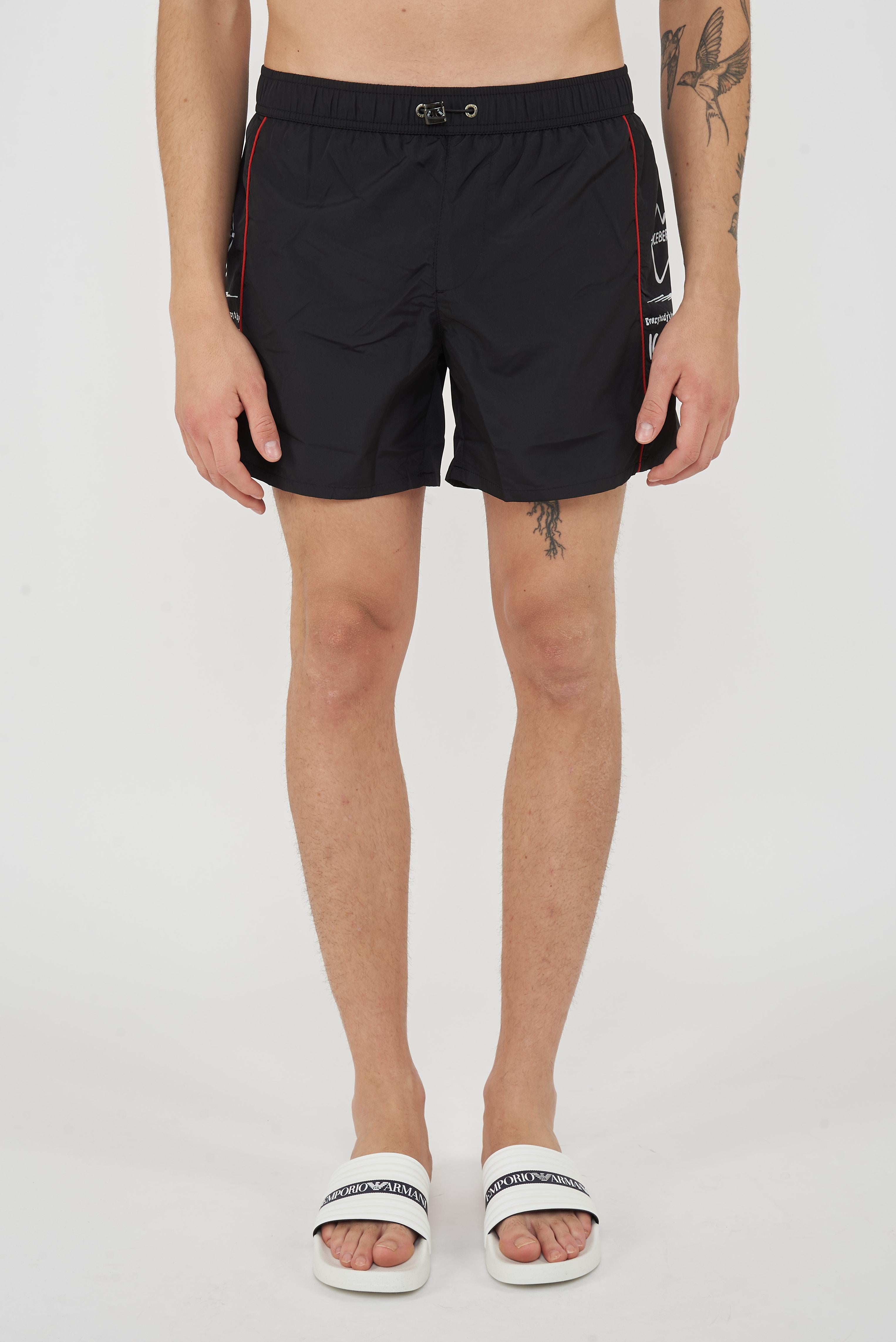 Boxer Uomo da Bagno Con Stampa Black