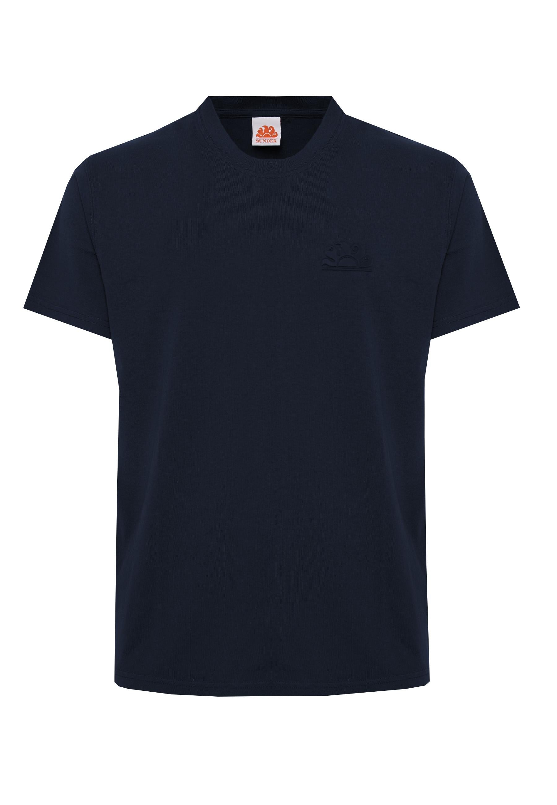 T-Shirt Uomo A Girocollo Con Logo Embossato Navy