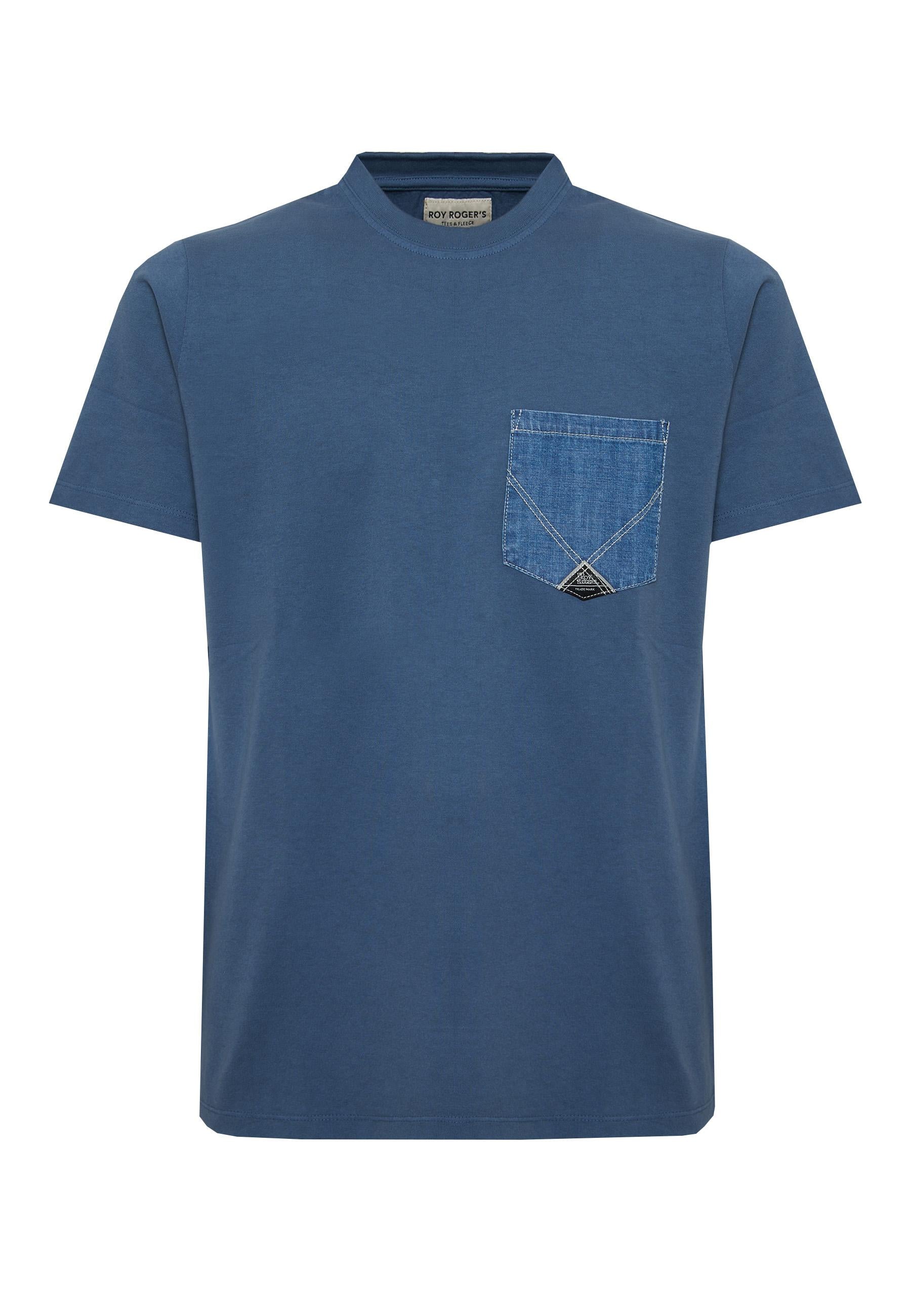 T-shirt Pocket Denim In Jersey Mid Blue