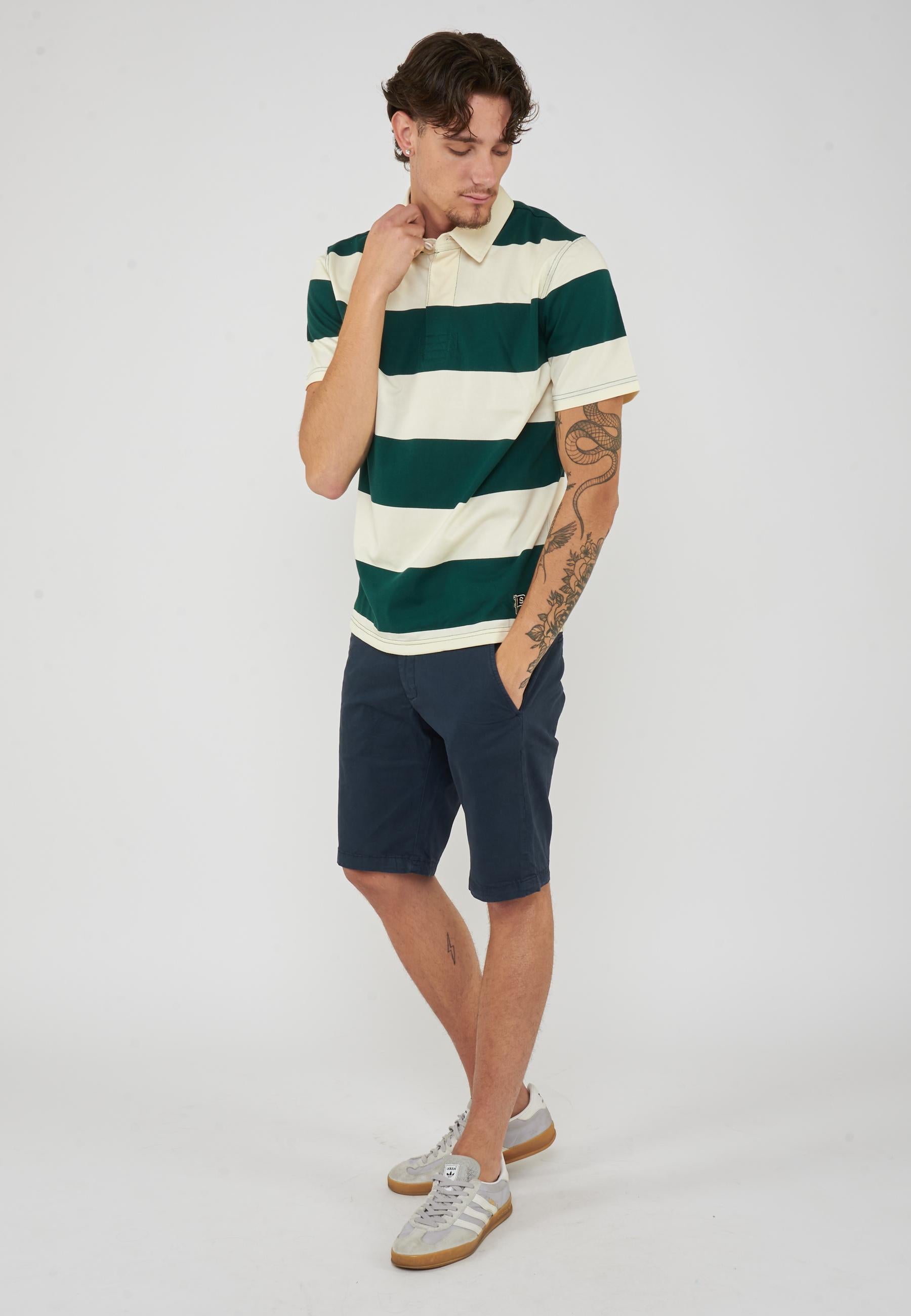 Campell Polo unisex classica in cotone natural green