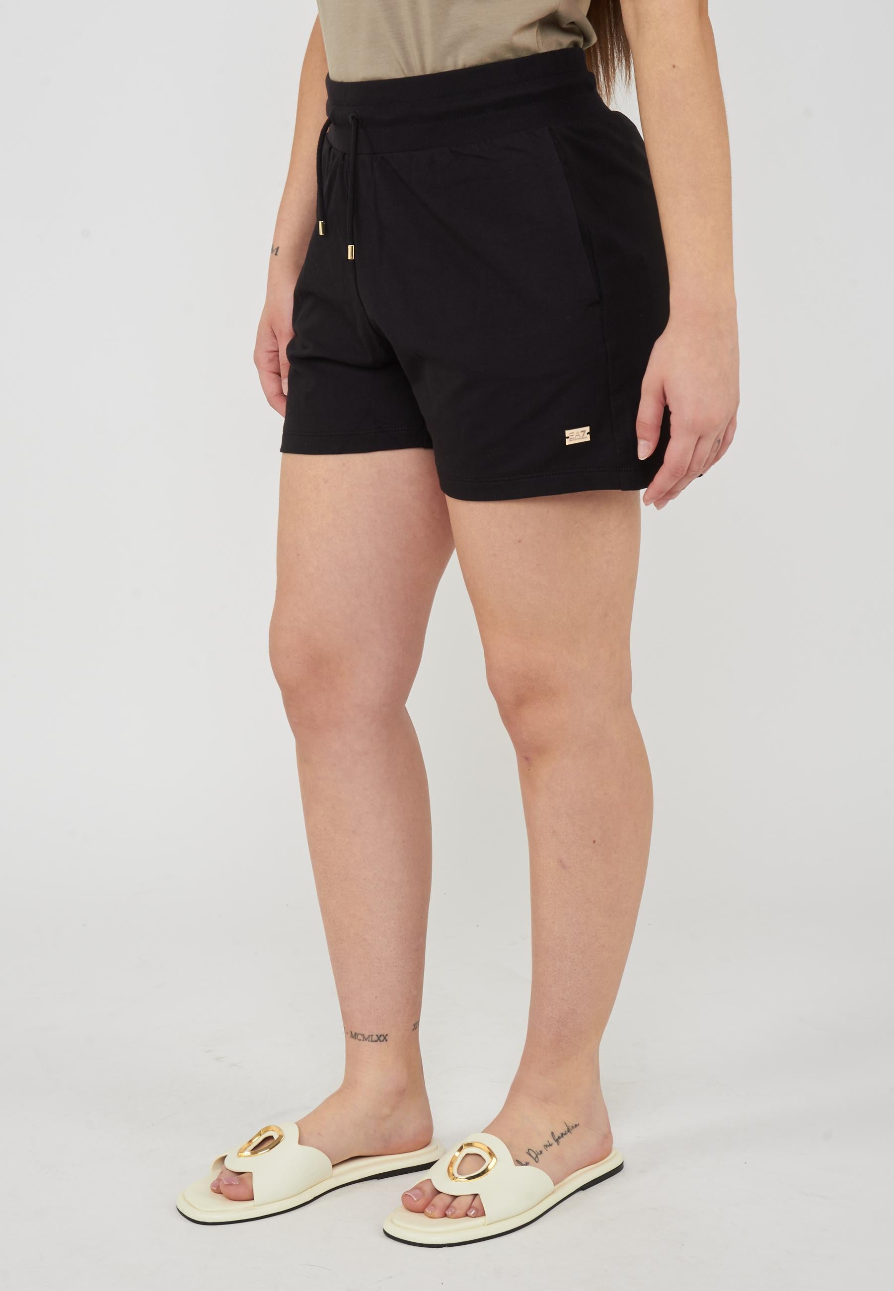 Shorts in felpa con coulisse e logo Core Lady Black