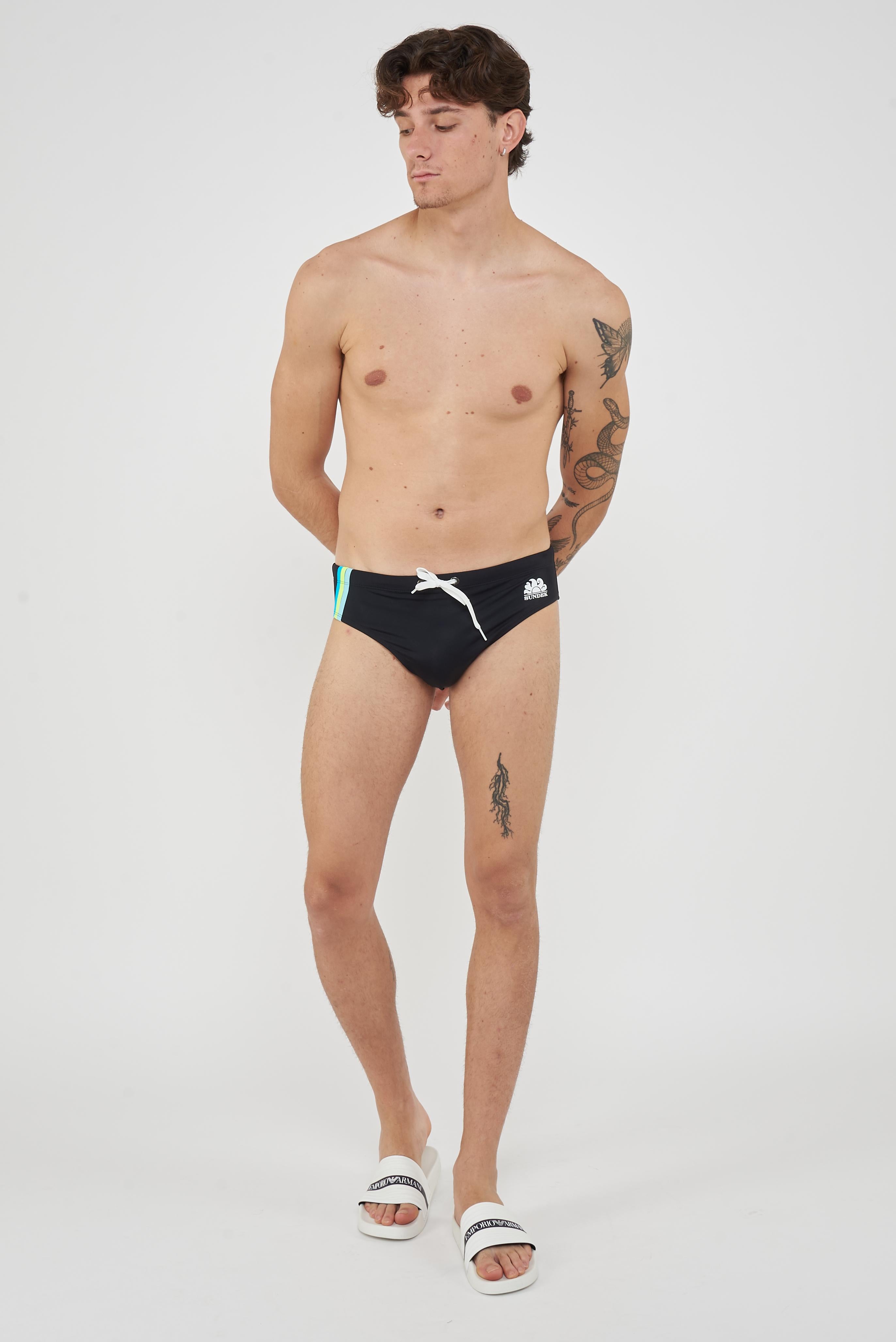 Slip mare Uomo Con Dettaglio Tricolare Black 35