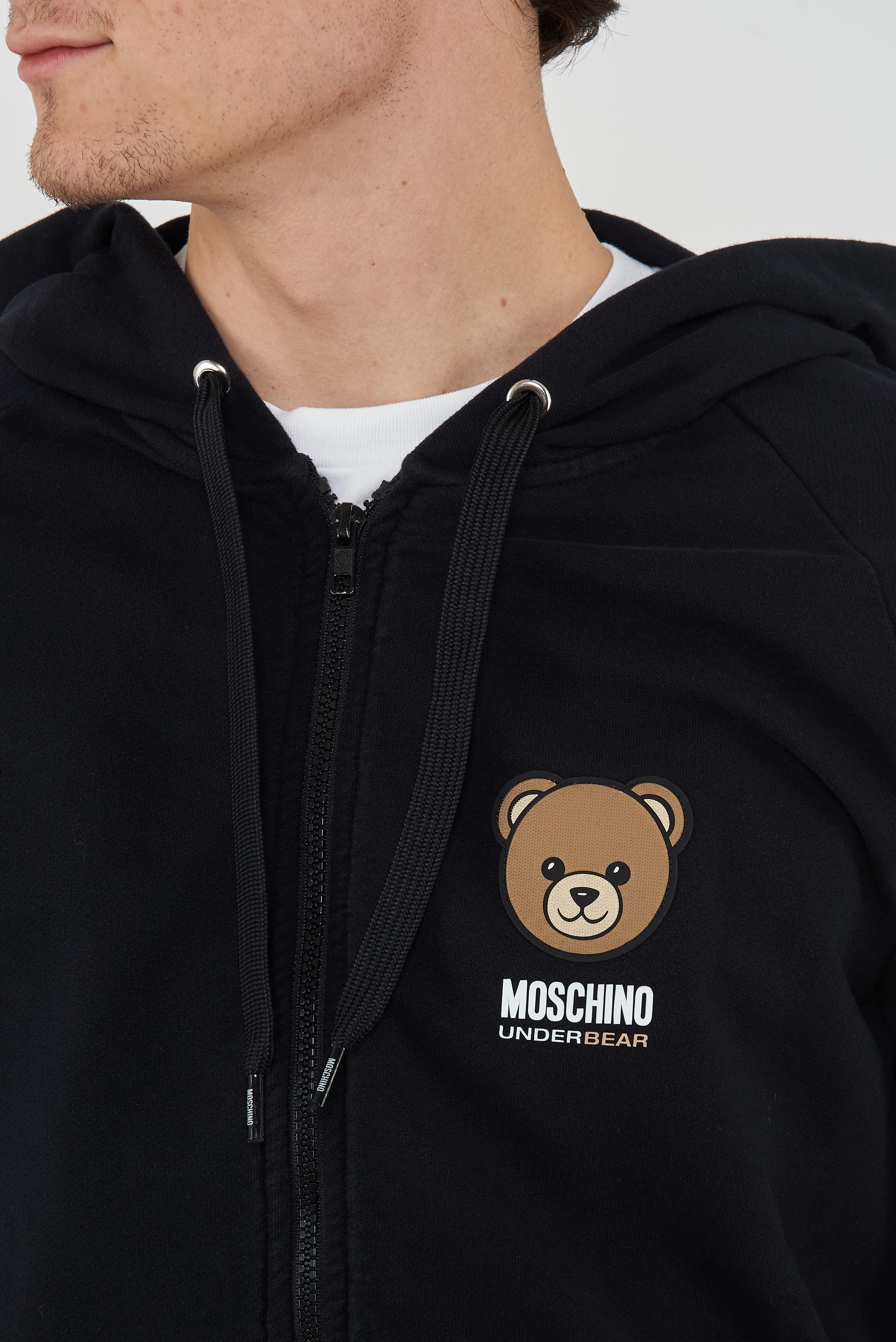 Felpa Bear Con Zip e Cappuccio Black