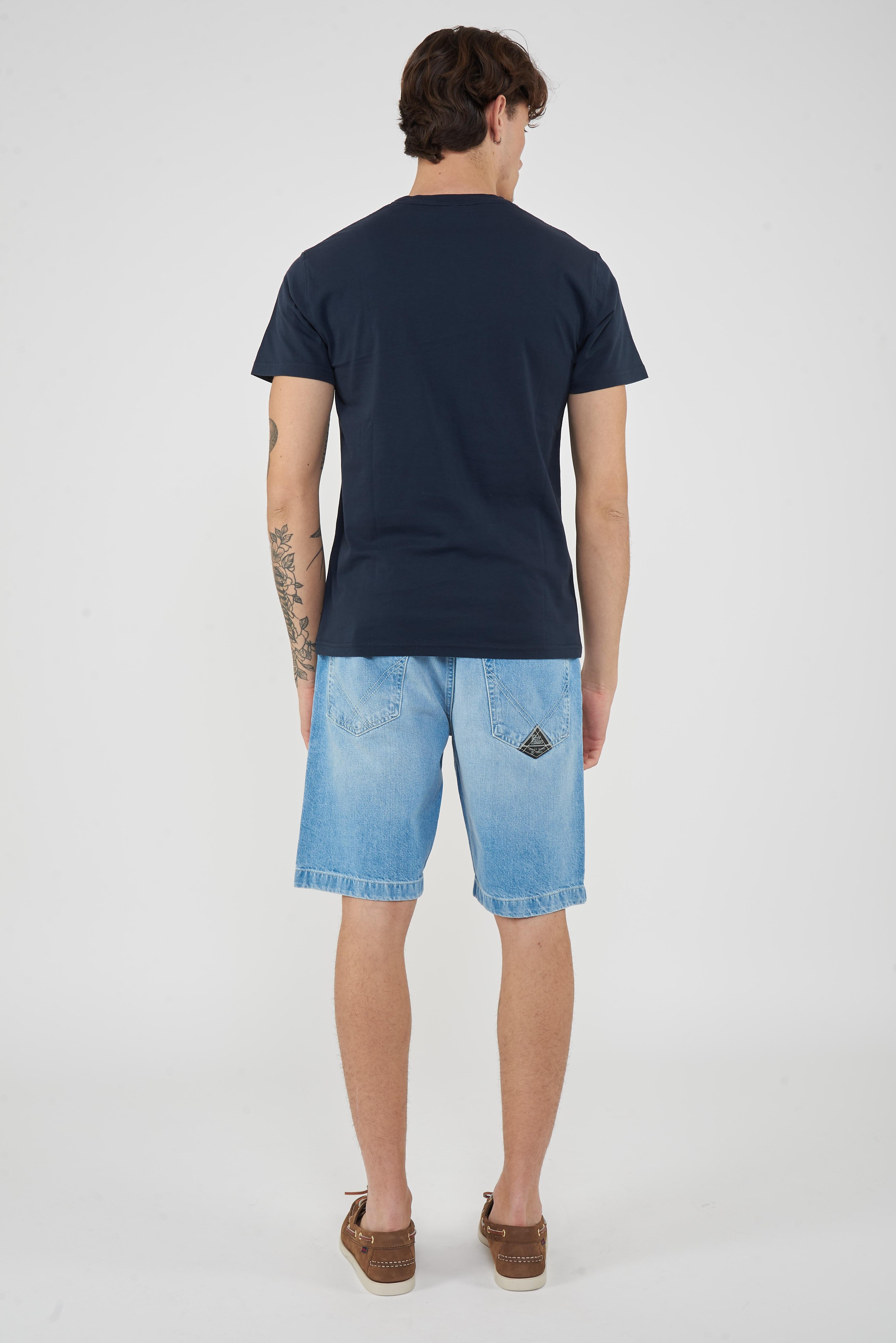 T-Shirt Uomo A Girocollo Con Logo Embossato Navy
