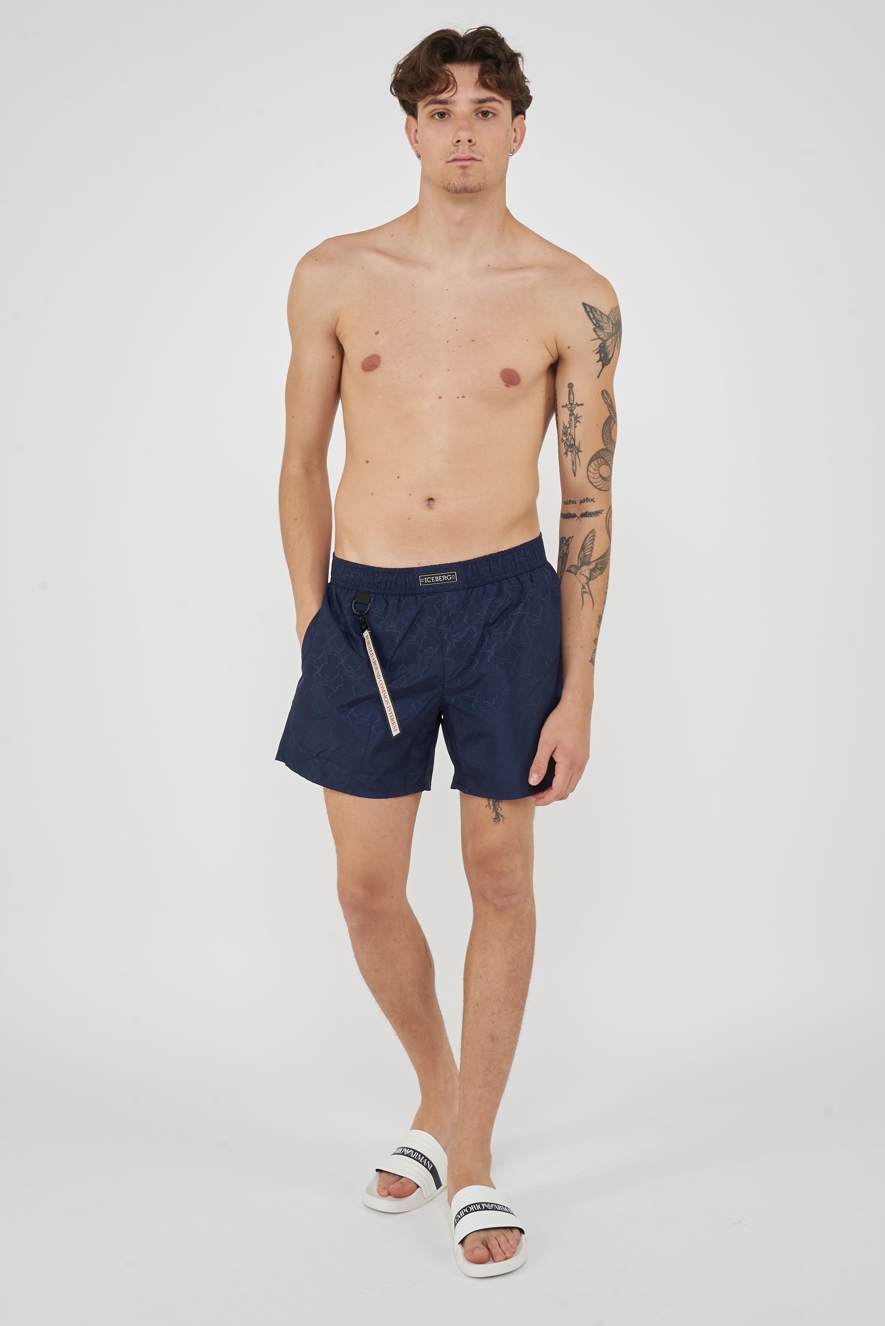Boxer Uomo da Bagno Con Stampa All Over Dino Navy