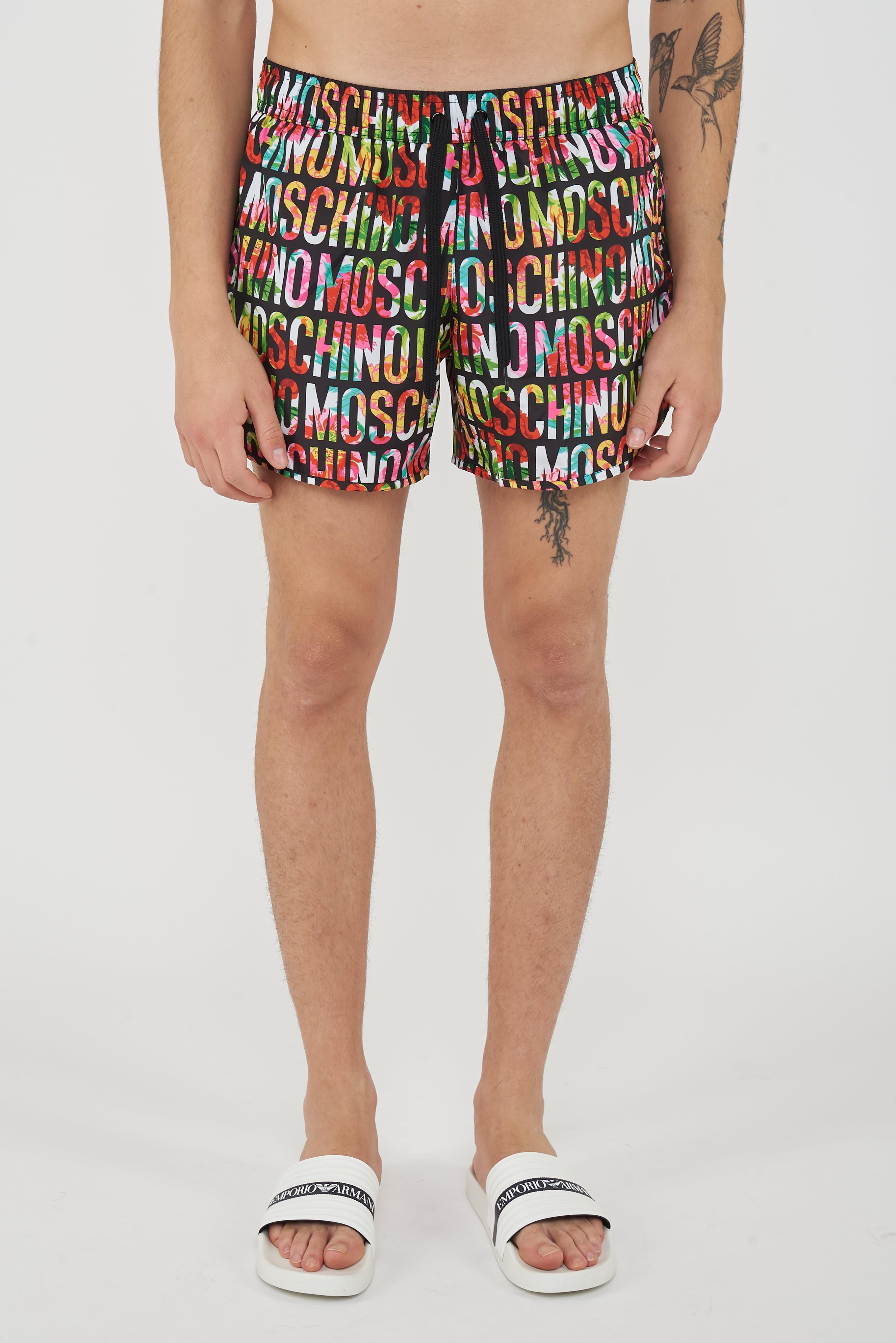 Boxer Mare Logo Flowers Print Nero<BR/><BR/>