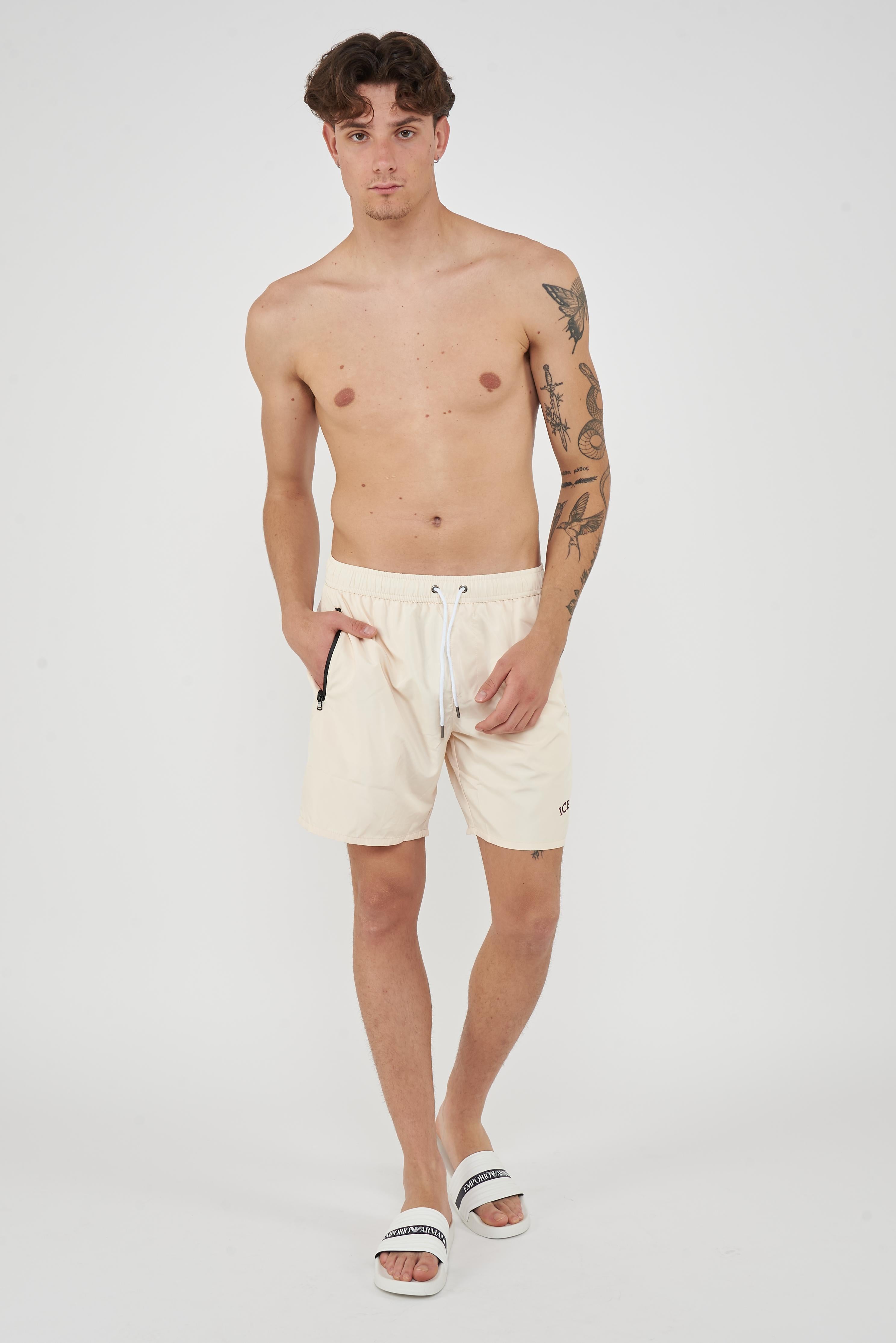 Boxer Uomo da Bagno Con Logo Cream