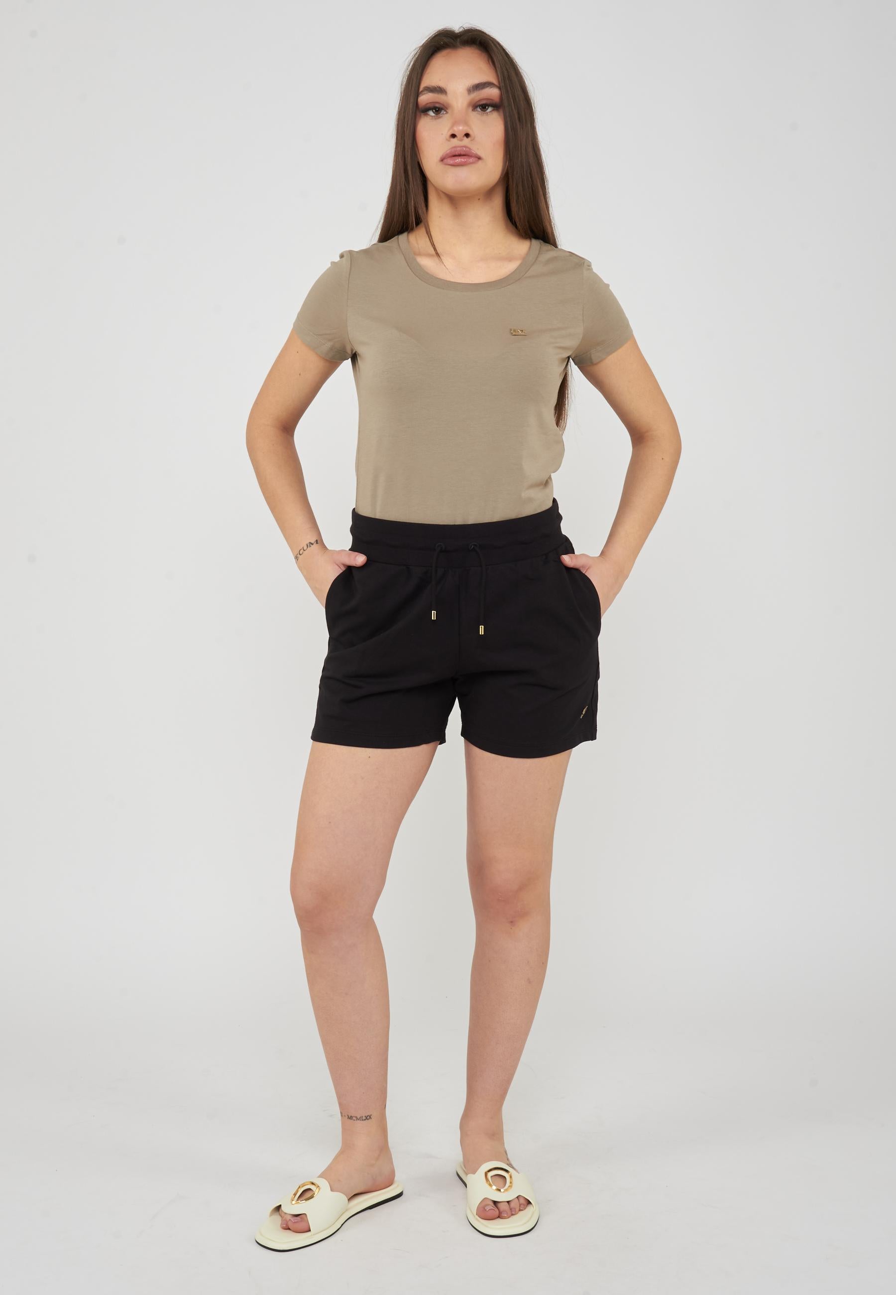 Shorts in felpa con coulisse e logo Core Lady Black