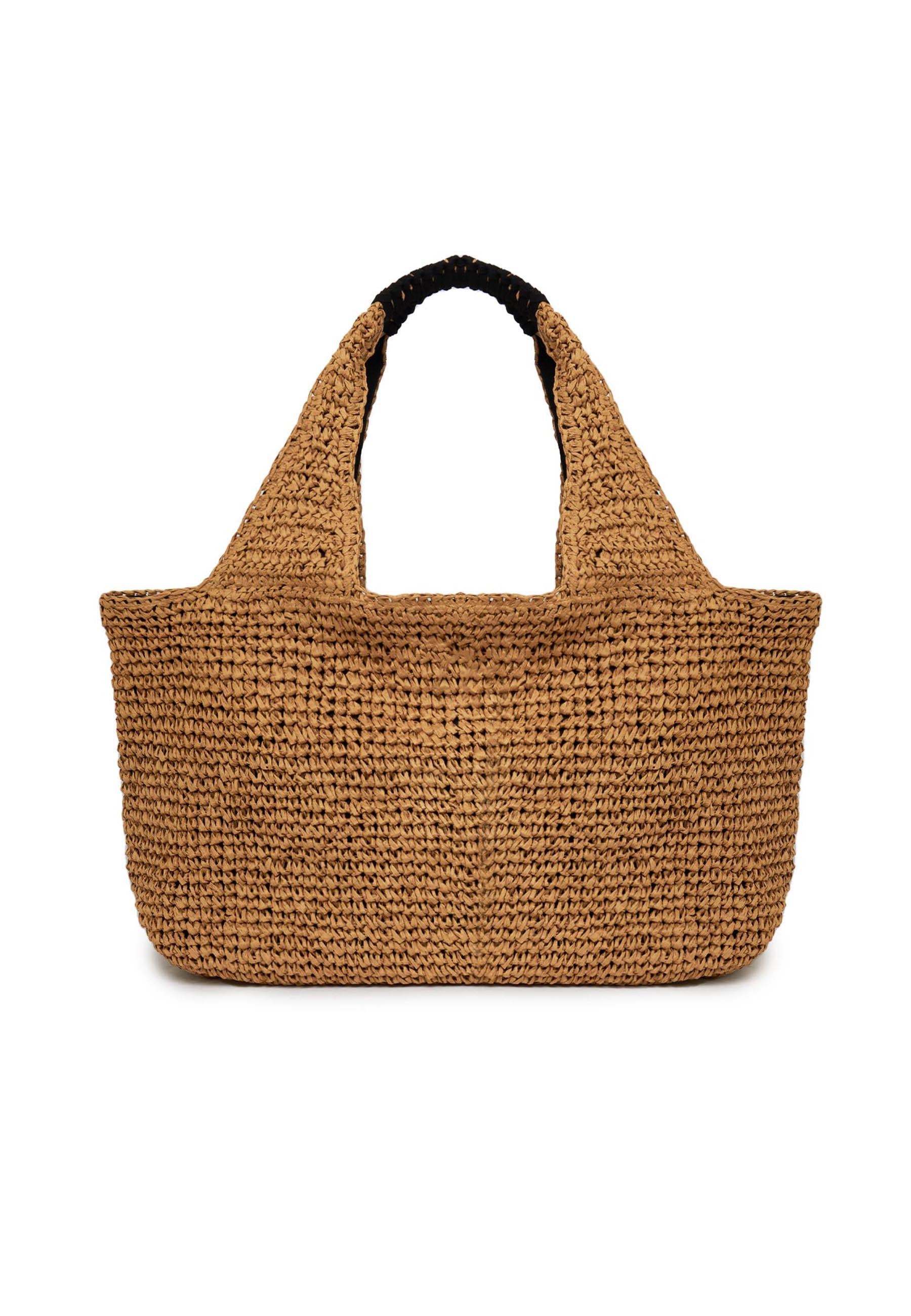 MaxiI Bag In Paper Straw Intrecciata Tan