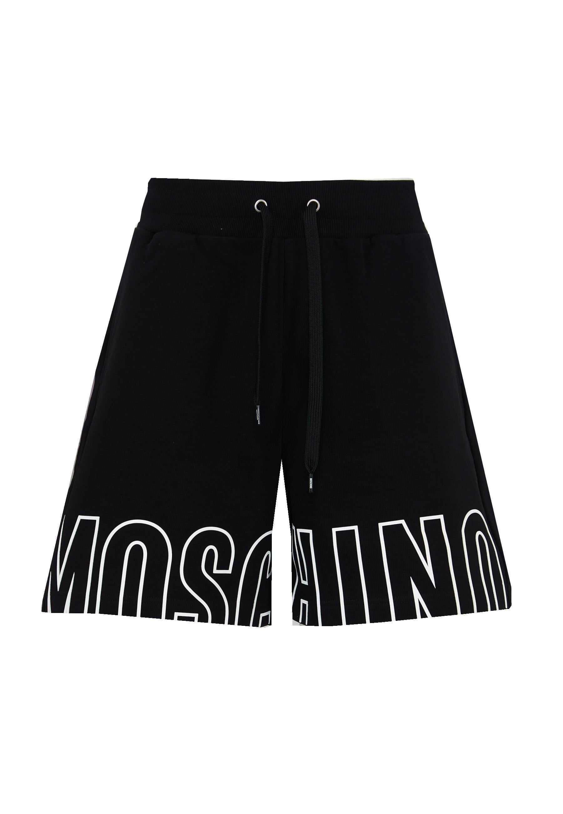 Bermuda Uomo In Felpa Con Maxi Logo Black