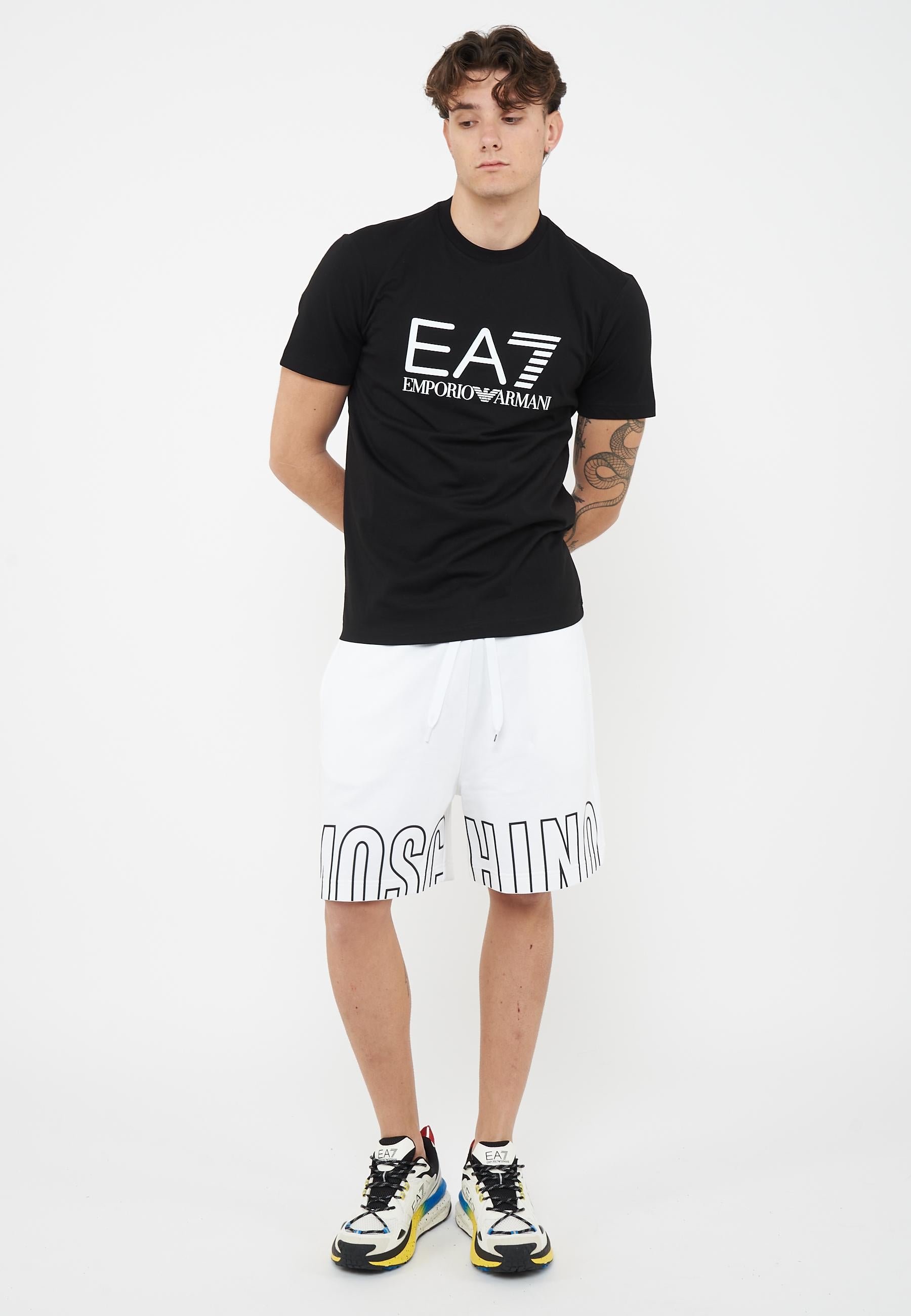Bermuda Uomo In Felpa Con Maxi Logo Bianco