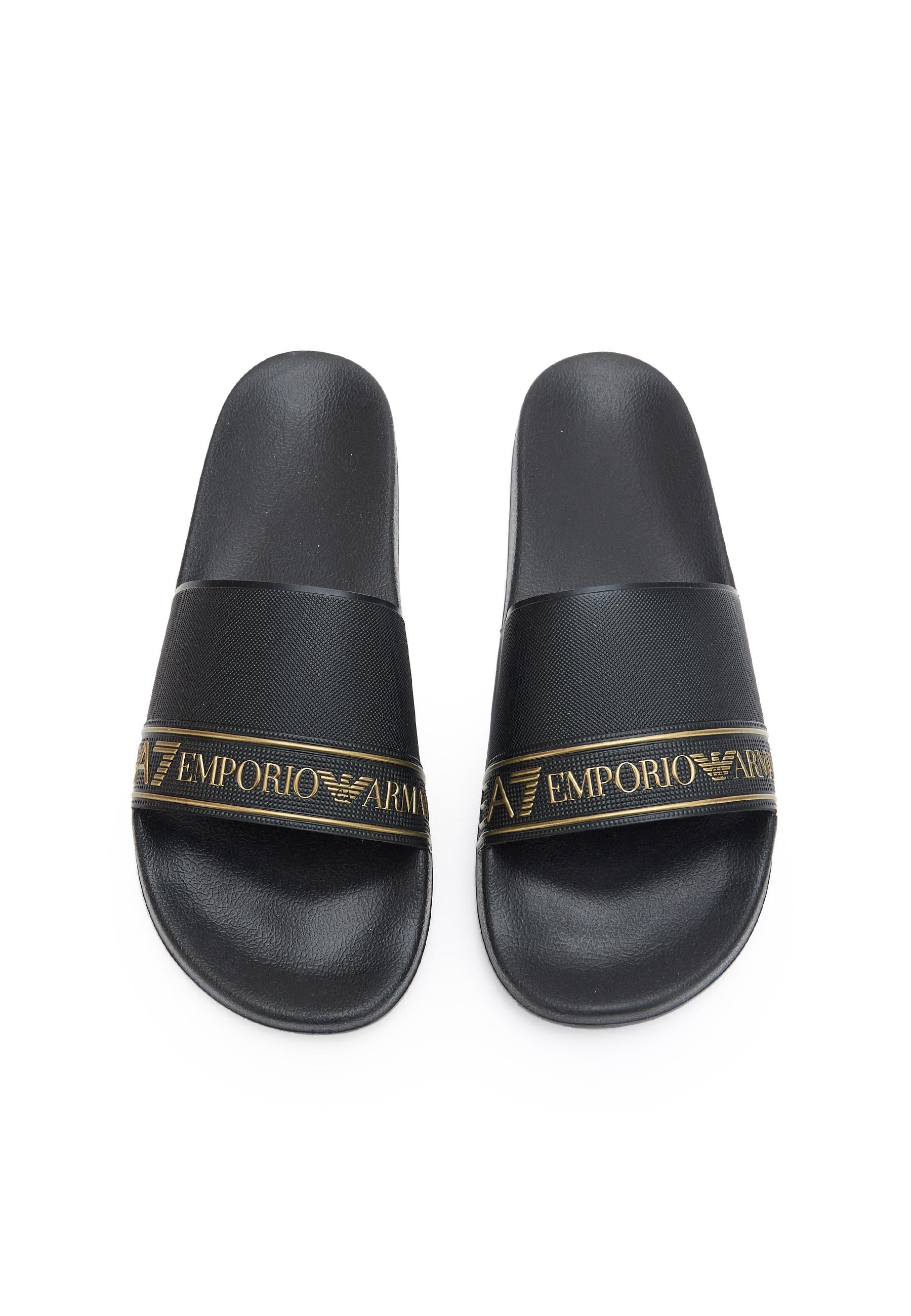 Sliders Con Banda Logata Full Black Gold
