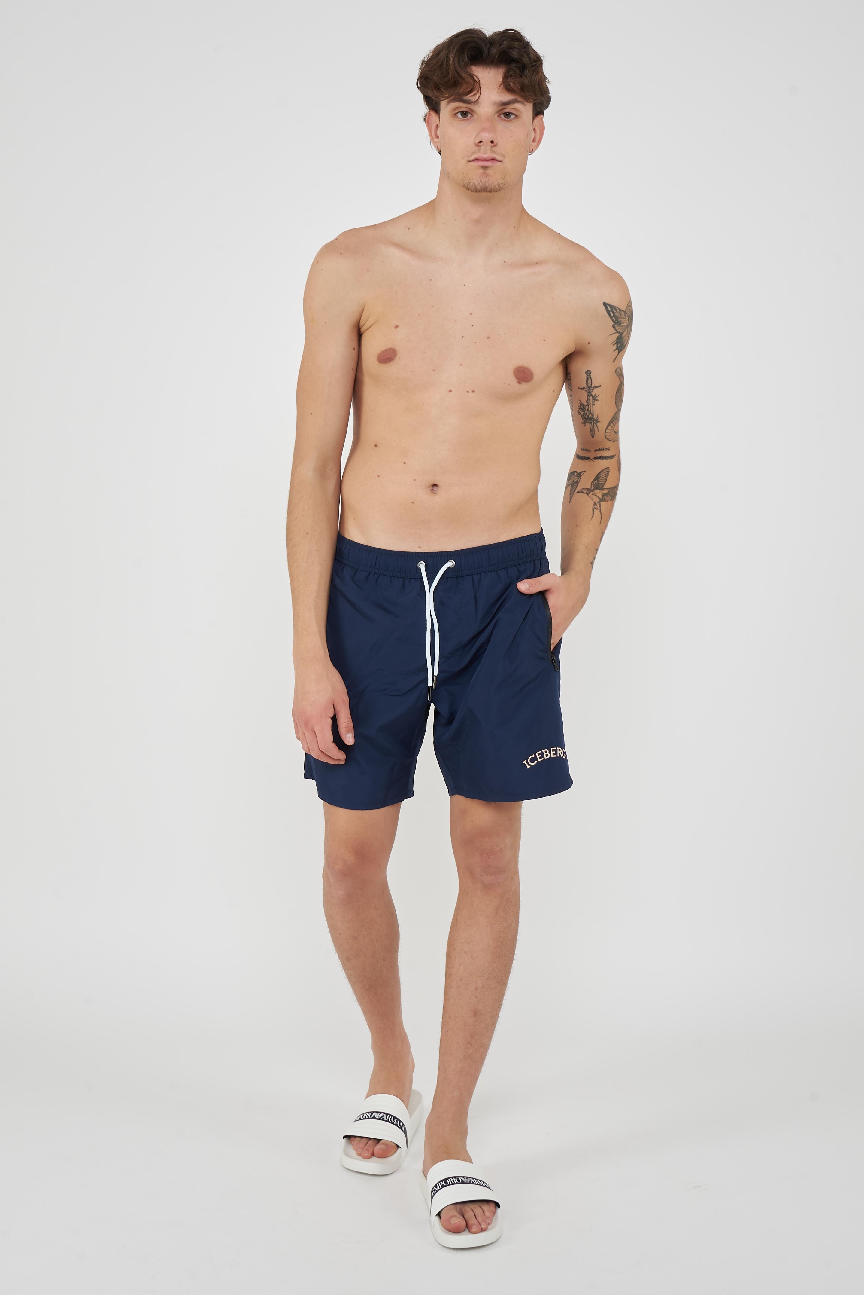 Boxer Uomo da Bagno Con Logo Navy