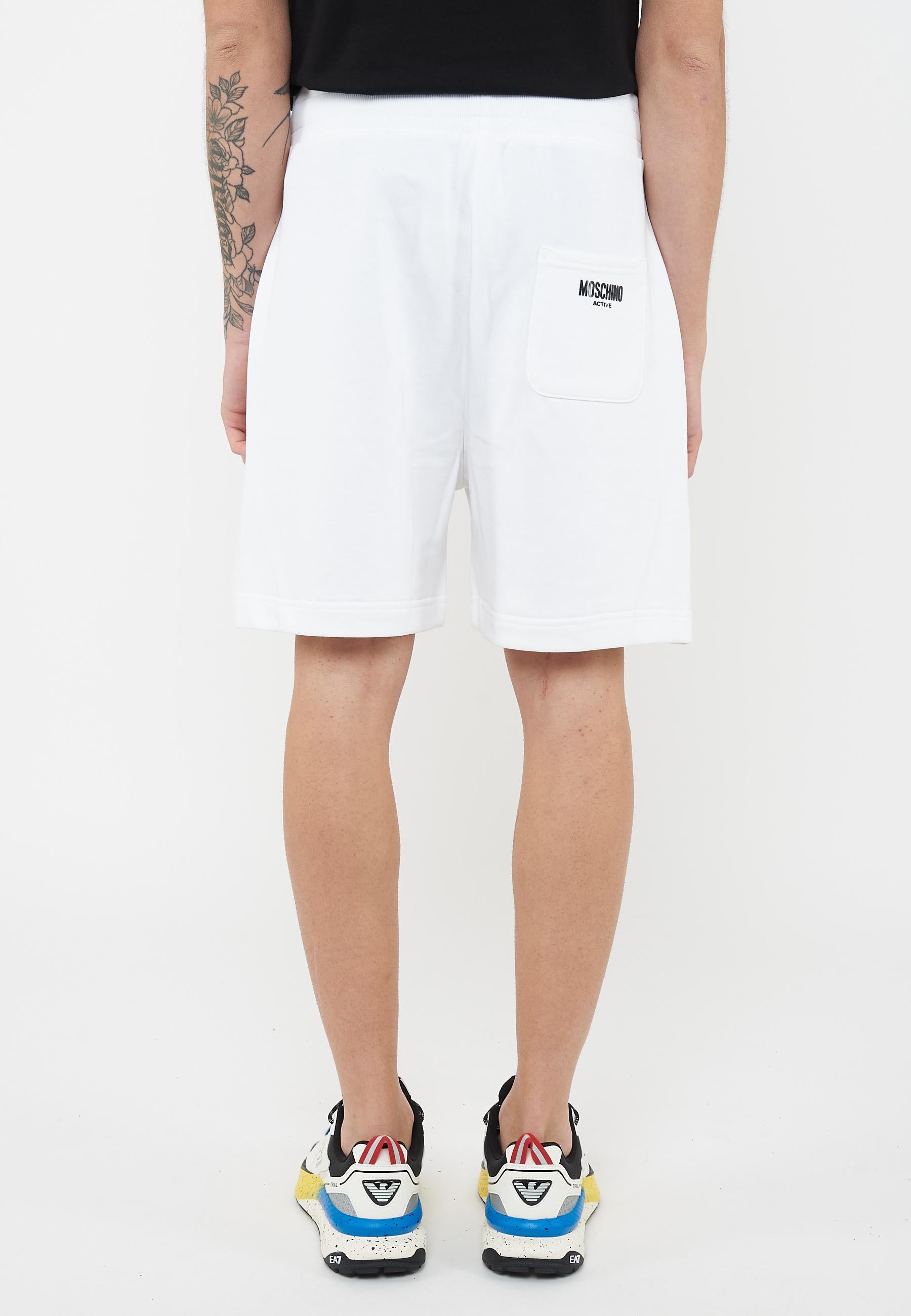 Bermuda Uomo In Felpa Con Maxi Logo Bianco