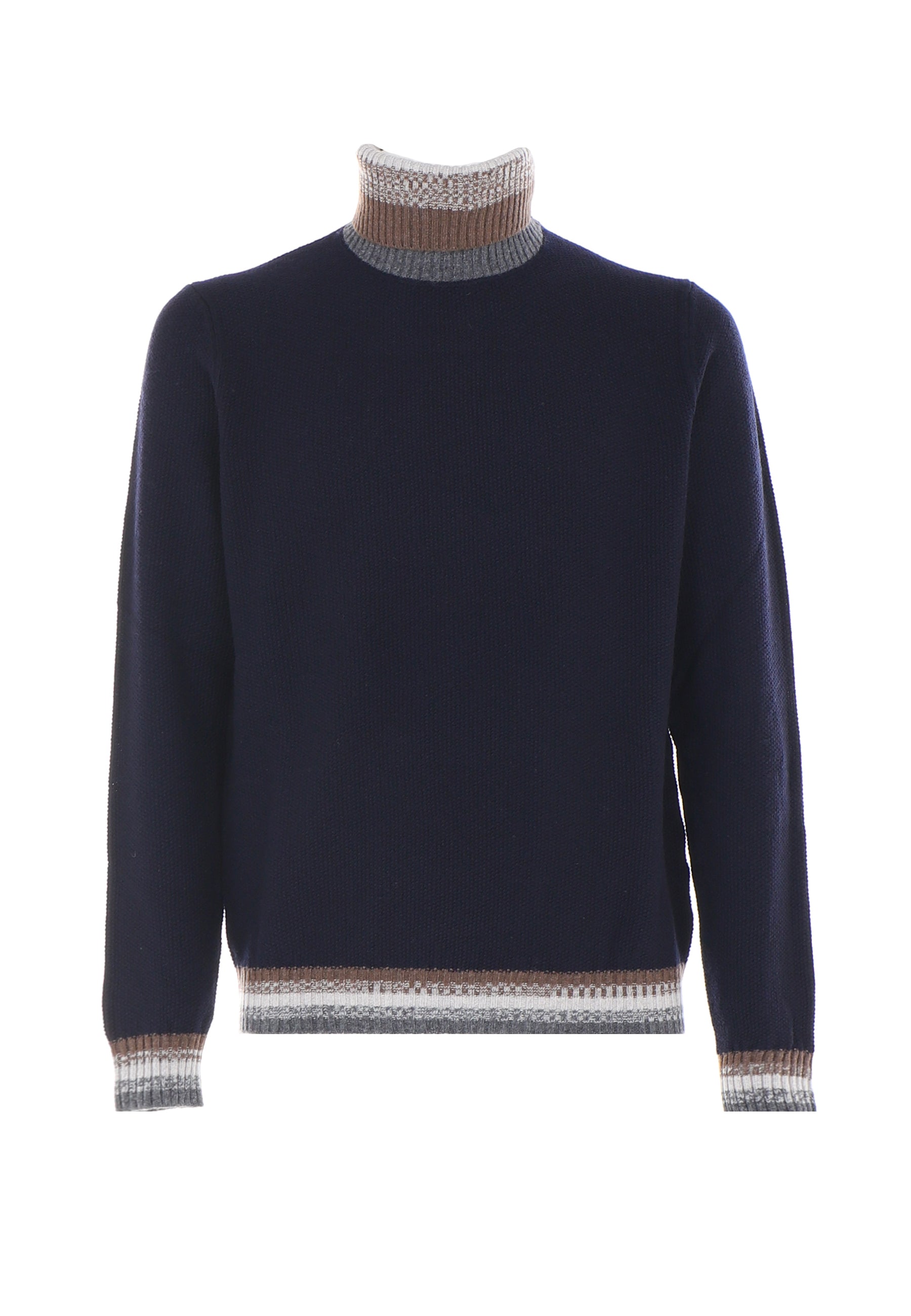 Pullover Collo Alto Sfumato Chicco Blue Navy Melange 