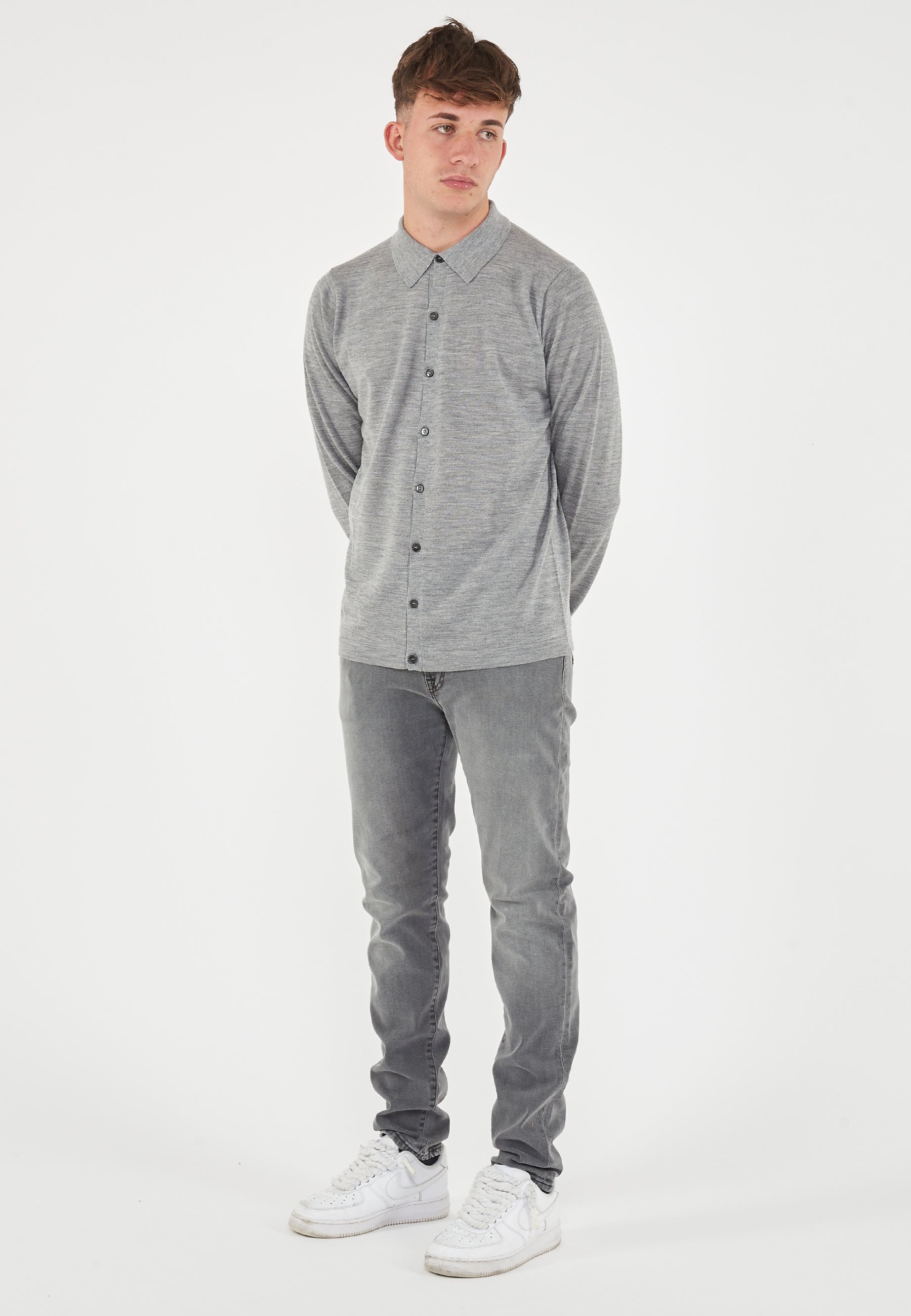 Cardigan Camicia Merinos Grigio Melange 