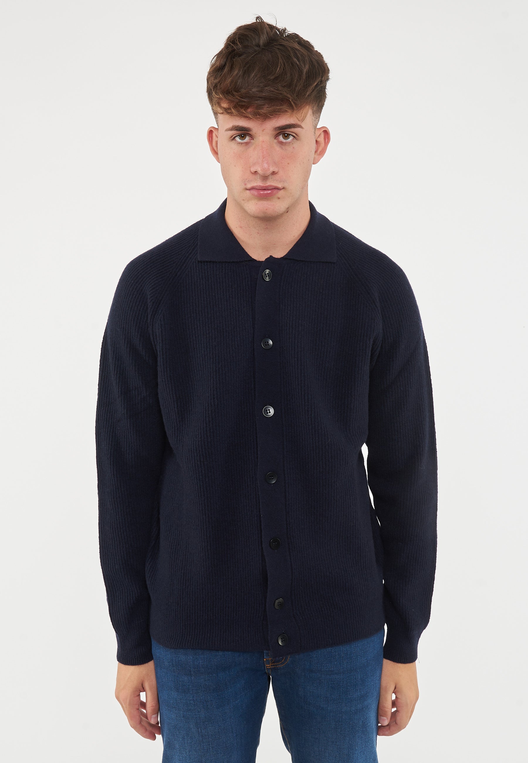 Cardigan Camicia Blue Navy Melange 