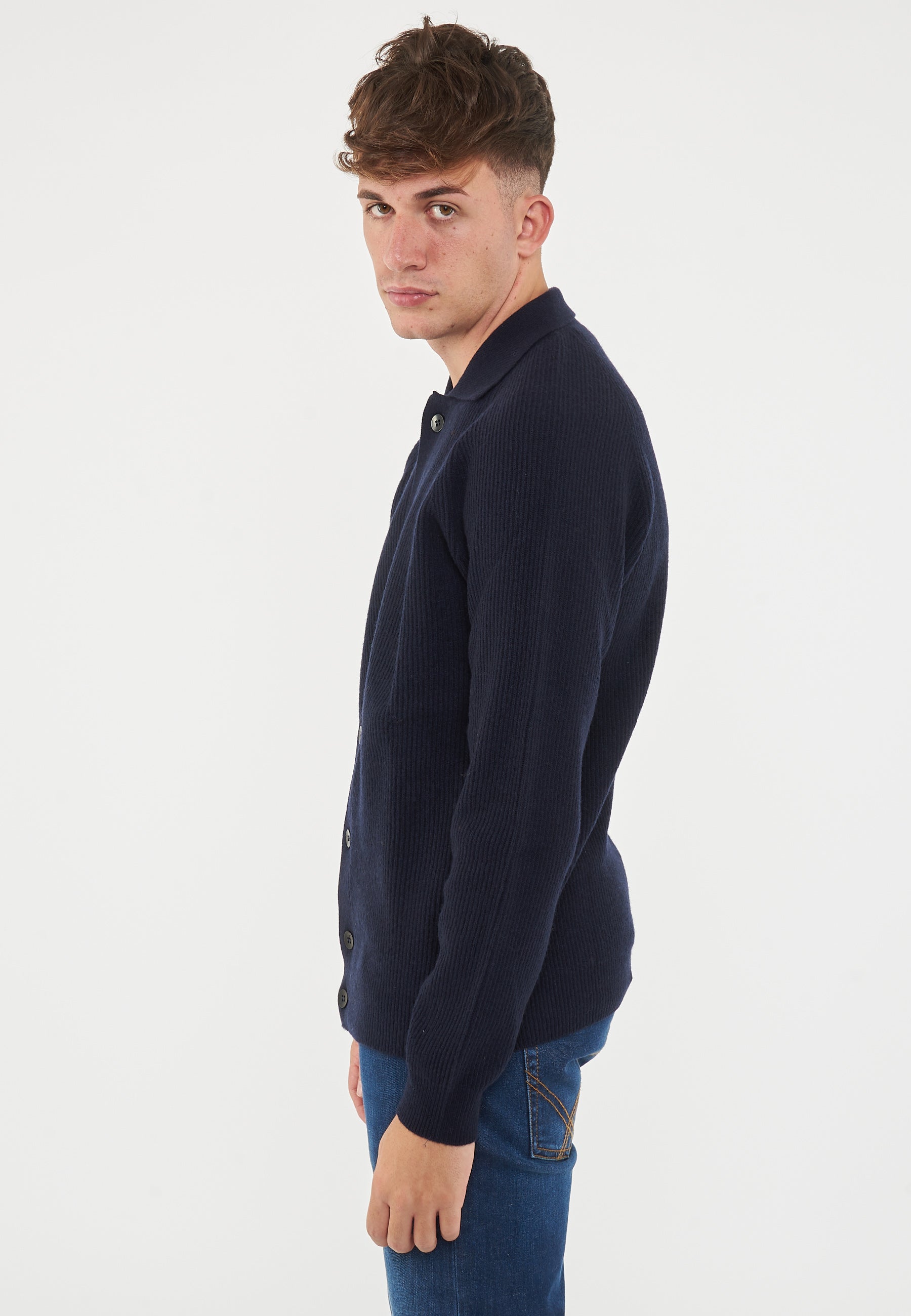 Cardigan Camicia Blue Navy Melange 